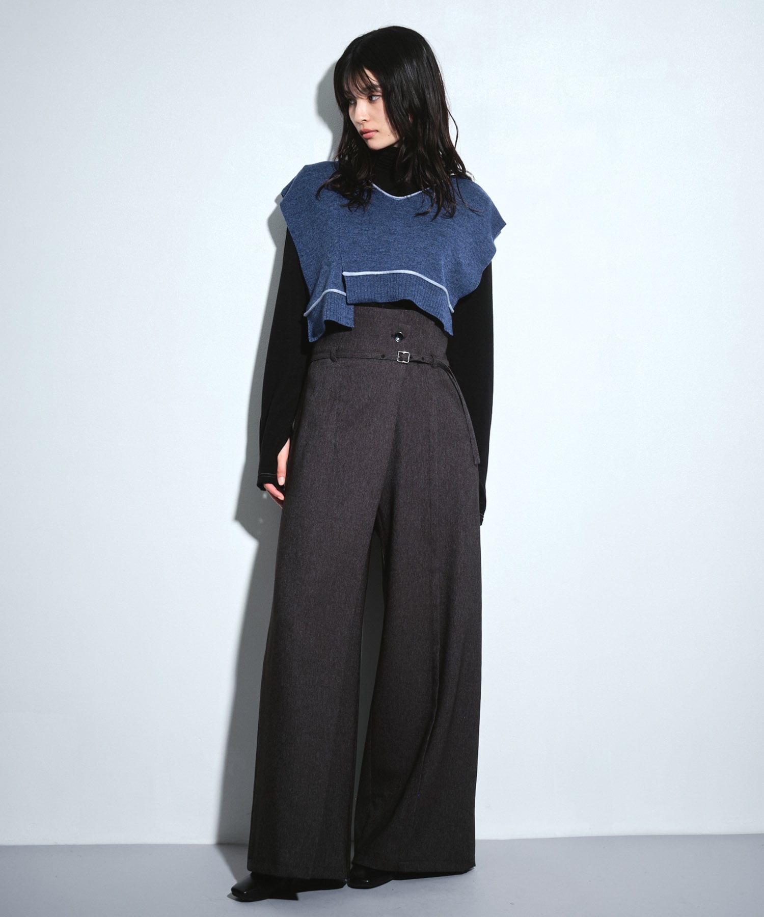 バックロングラインニットベスト