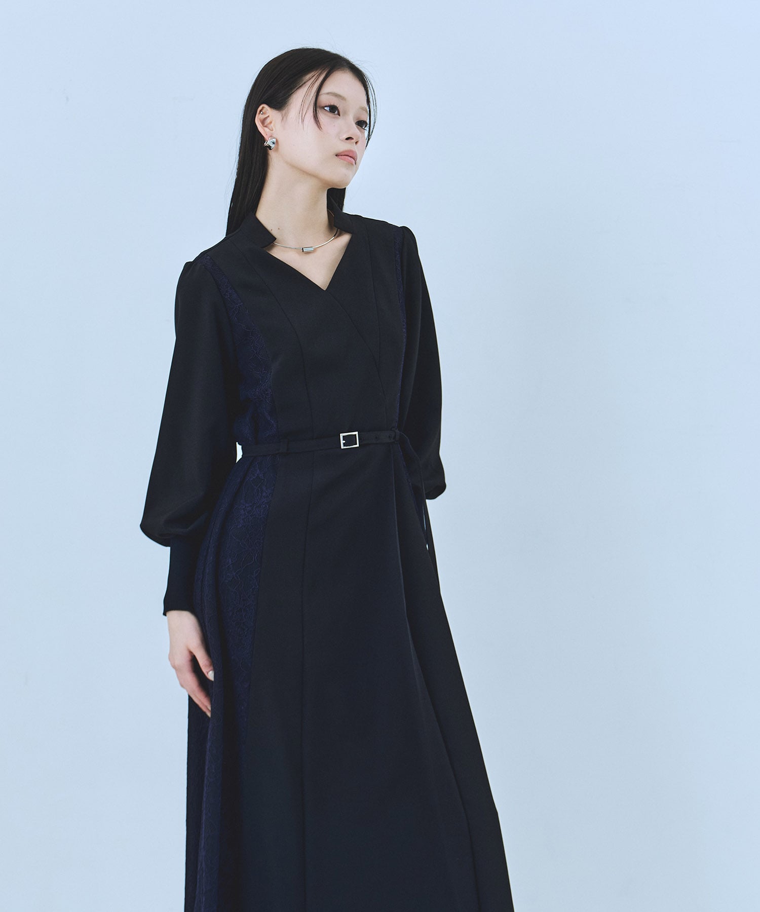 レースドッキングカシュクールワンピース