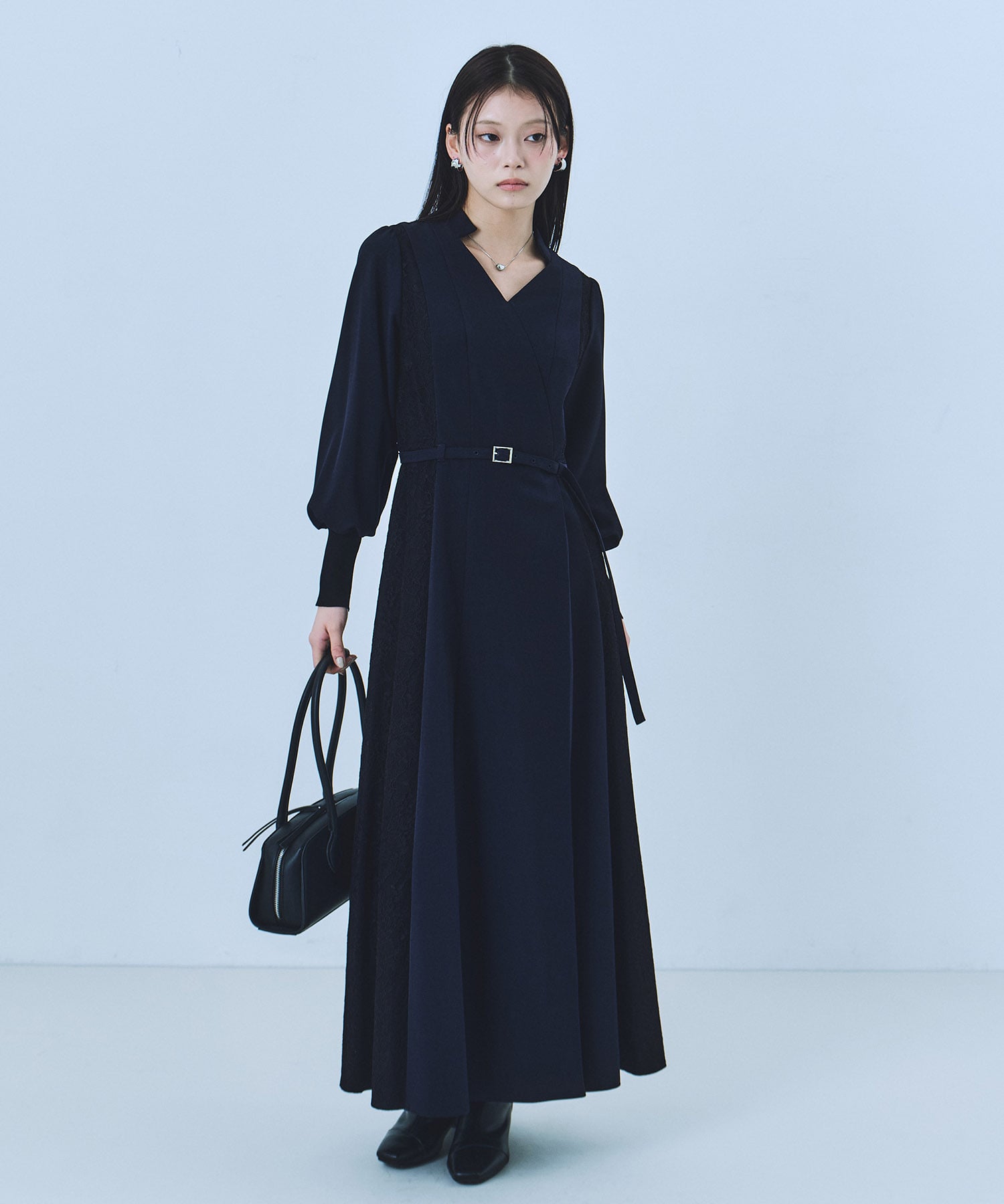 レースドッキングカシュクールワンピース