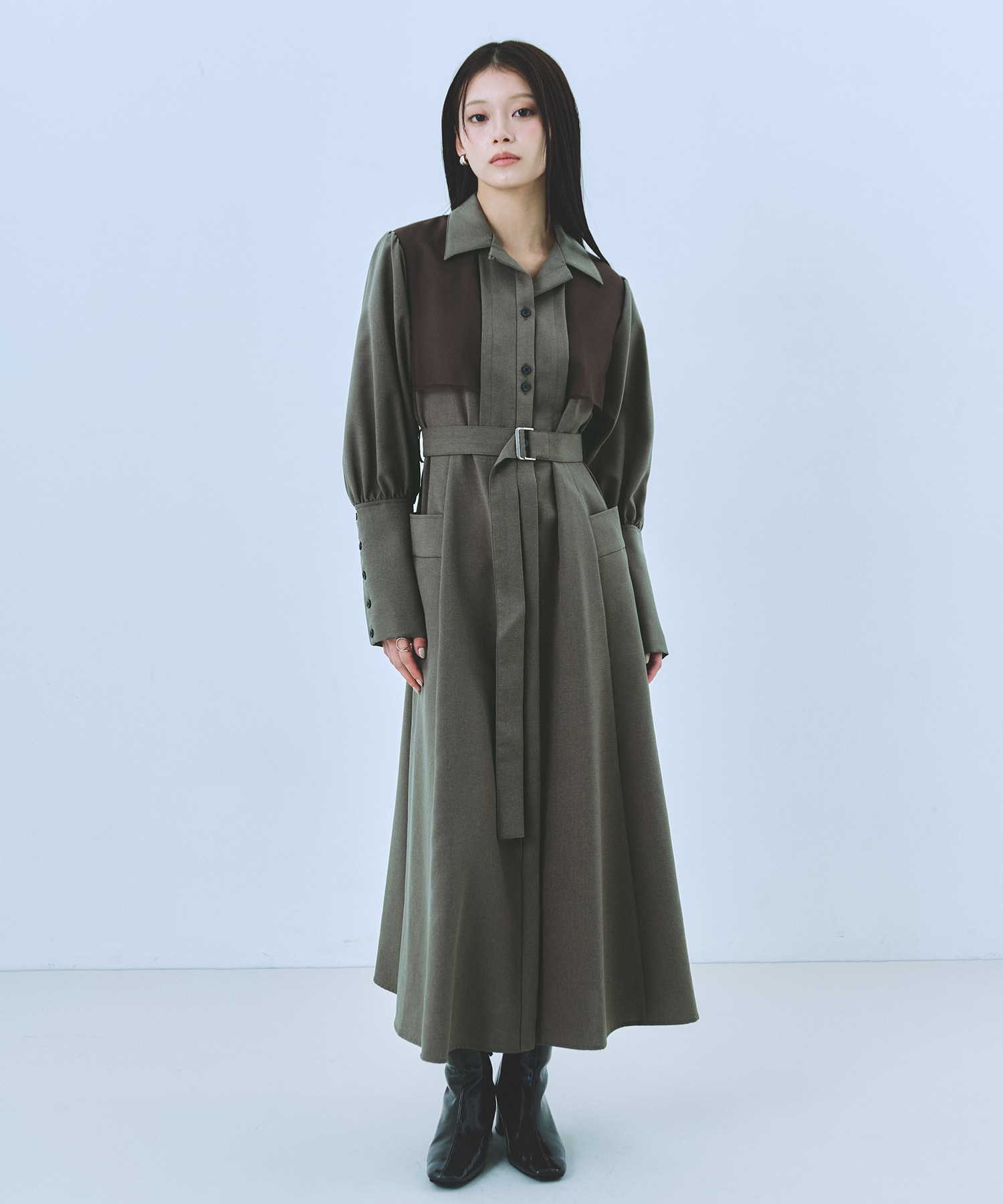 yページ ワンピース2着 残りわずか〉オープンカラーシャツワンピース(1 KHAKI): : ウィメンズ