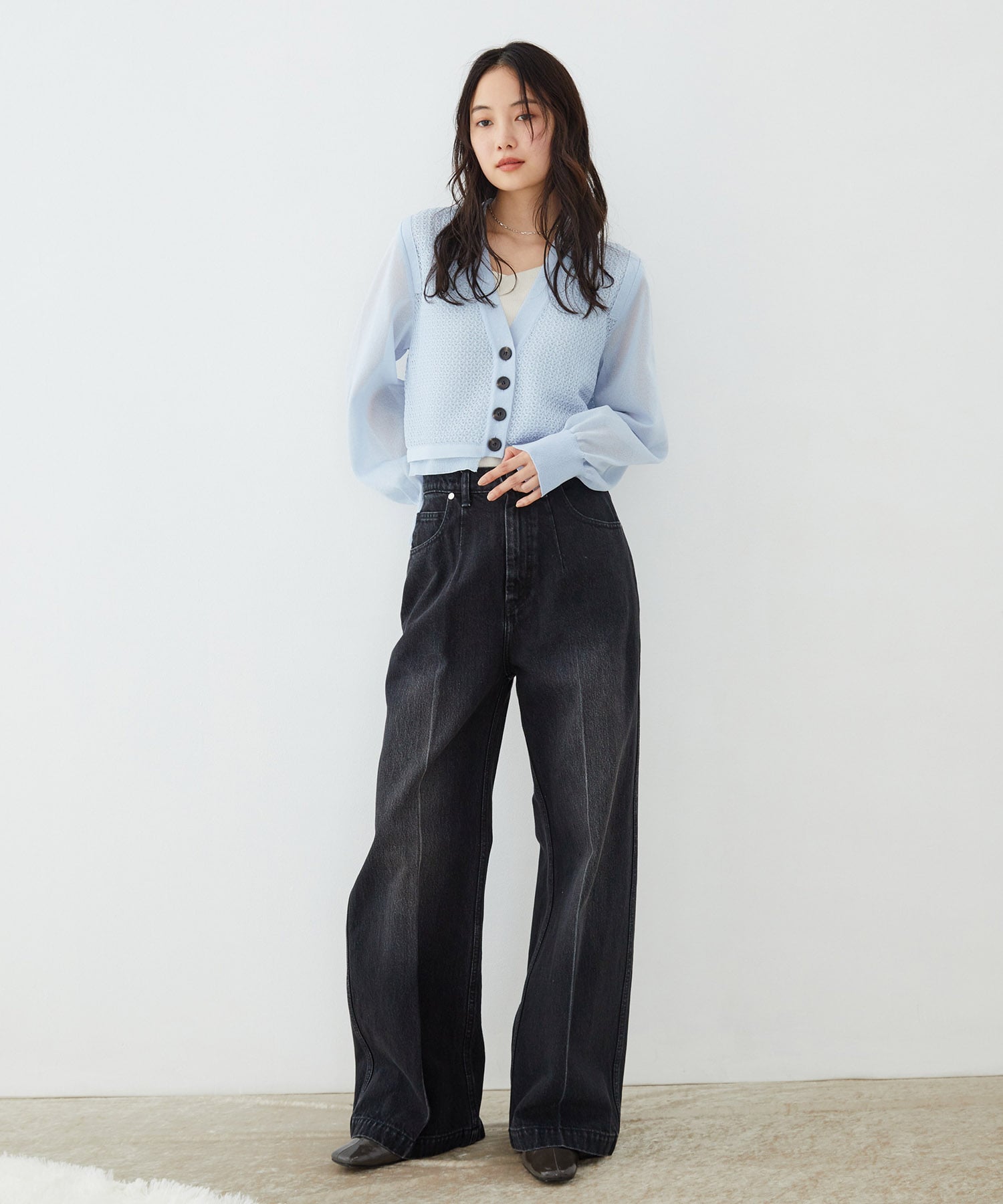 レースパターンカーディガン