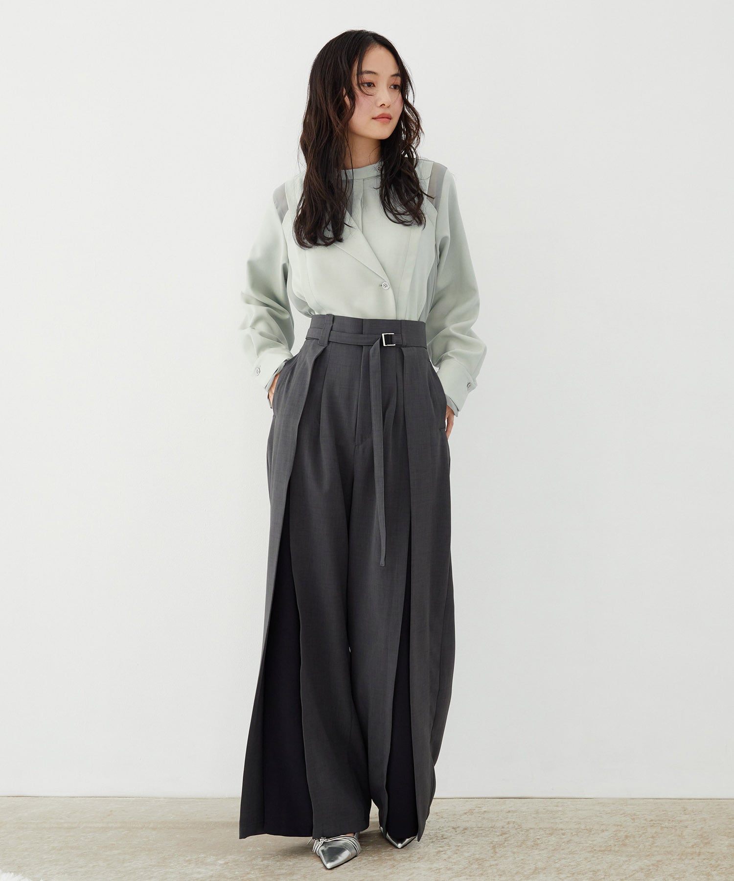【セットアップ対応】ラップレイヤーワイドパンツ