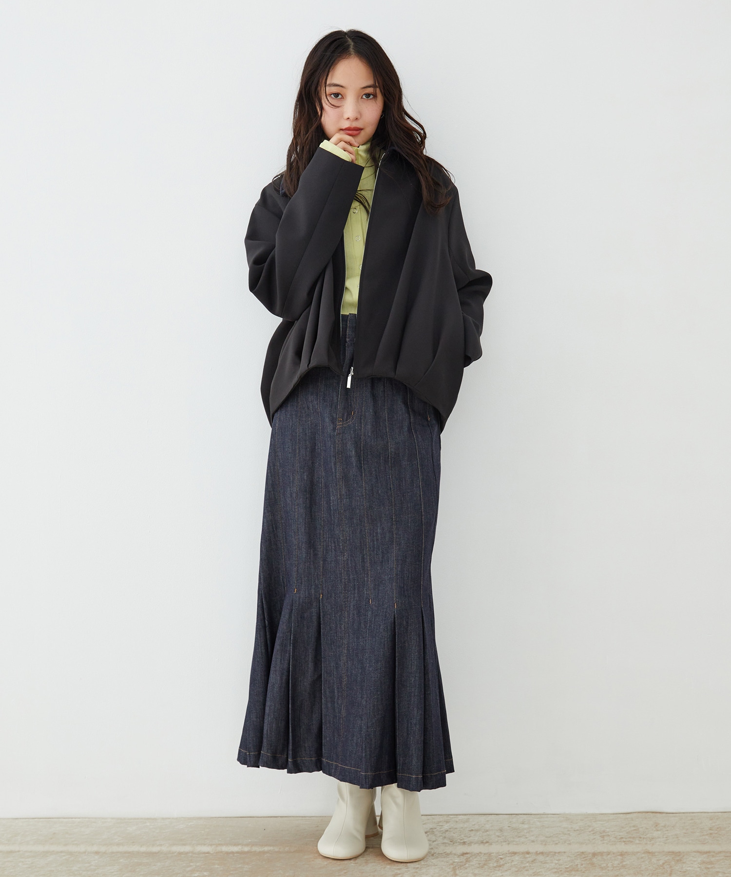 バックベルトタックブルゾン