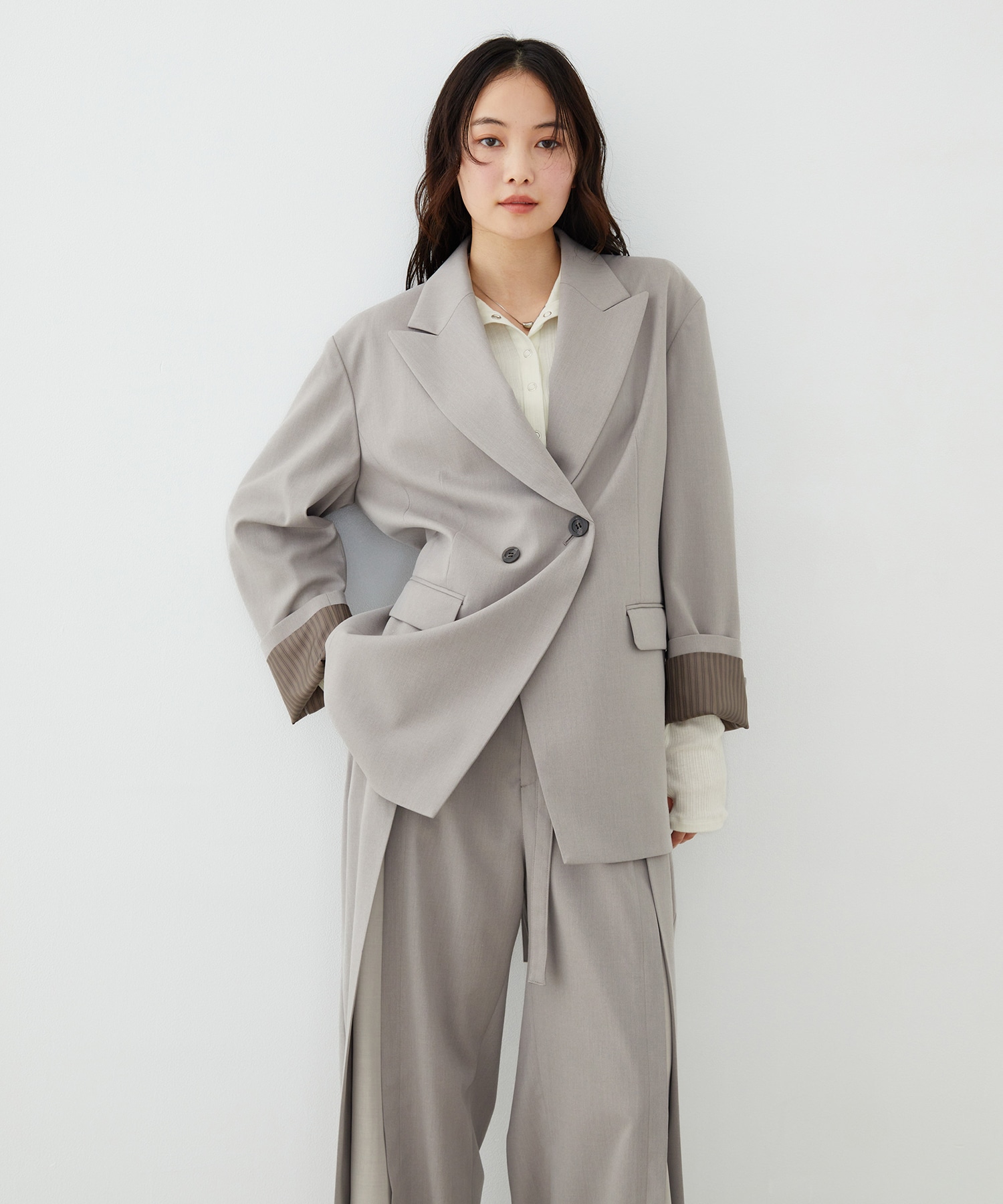 【セットアップ対応】アシメストリングテーラードジャケット