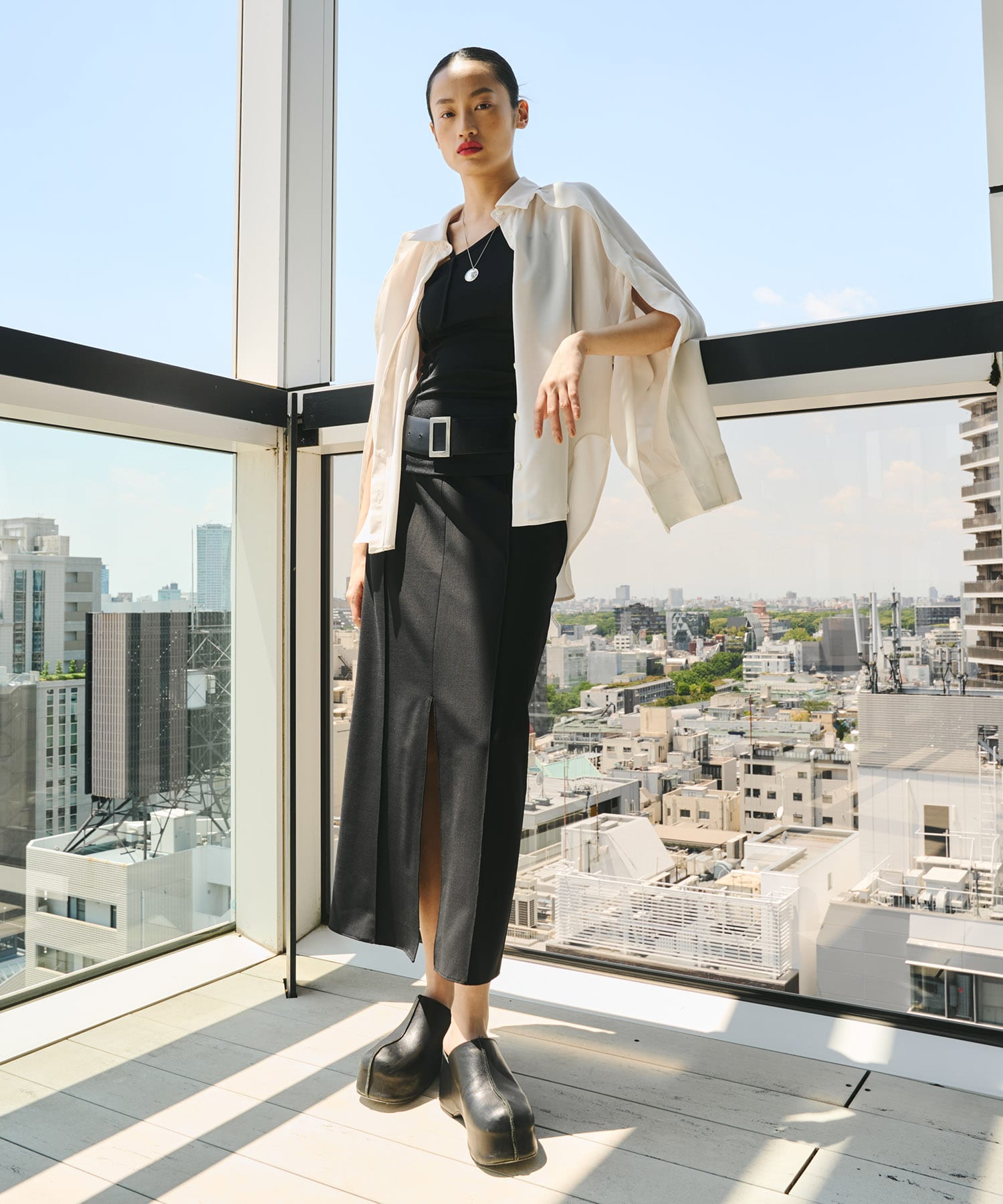 Cape Detail Sheer Over Shirt