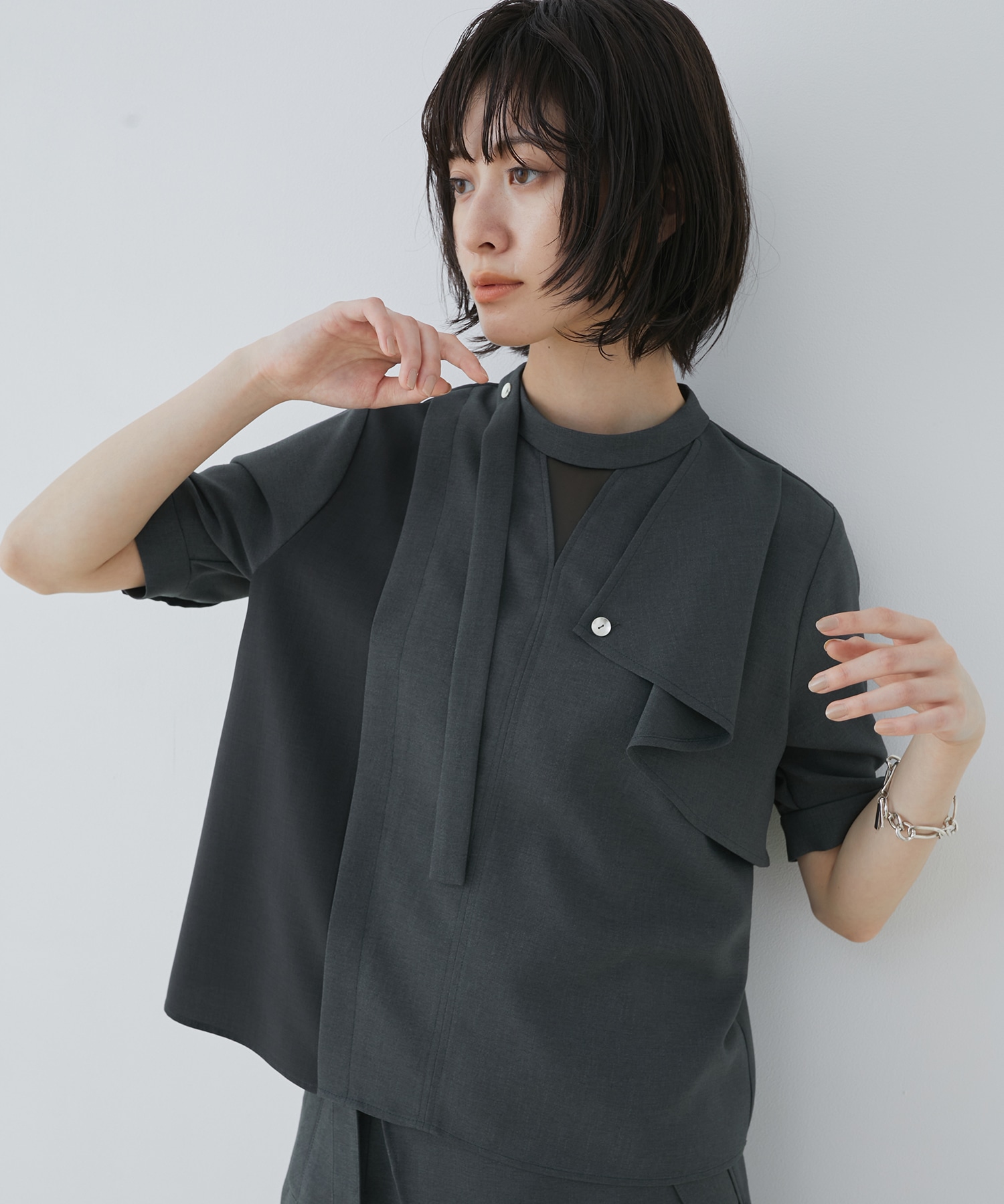 ACETATEボウタイブラウス