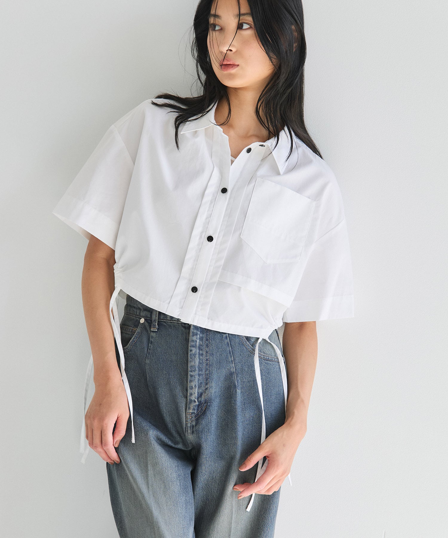 オープンヨークショートシャツ(1 WHITE): : ウィメンズ｜UNITED