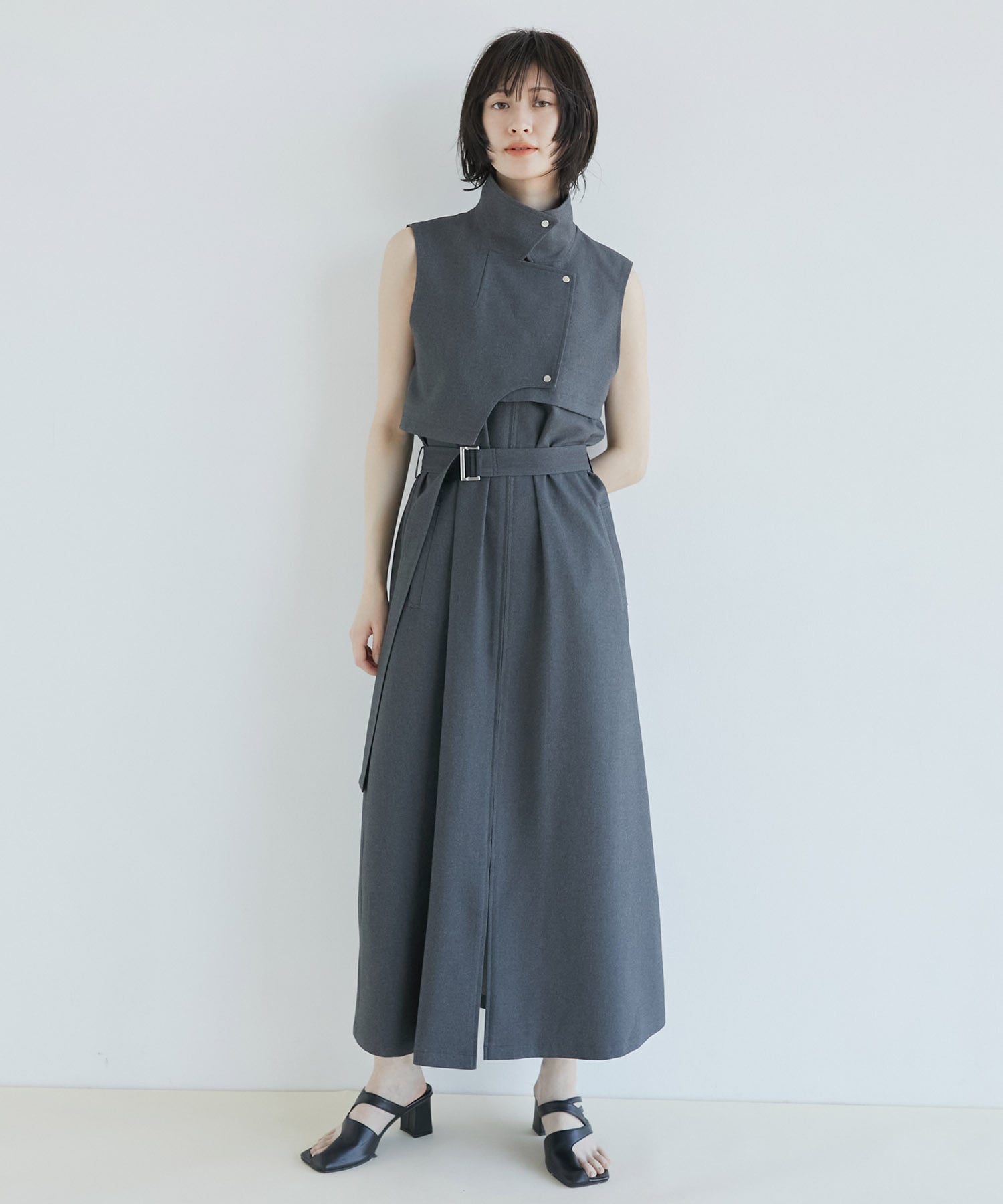 3WAYイレギュラーベストSETワンピース(1 DARK GREY): : ウィメンズ 