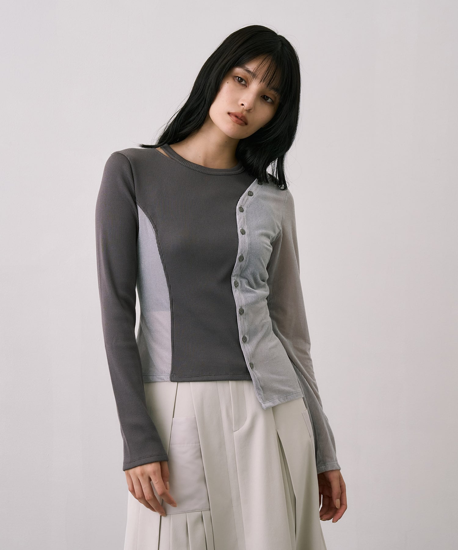 シアーベロアリブMIXプルオーバー