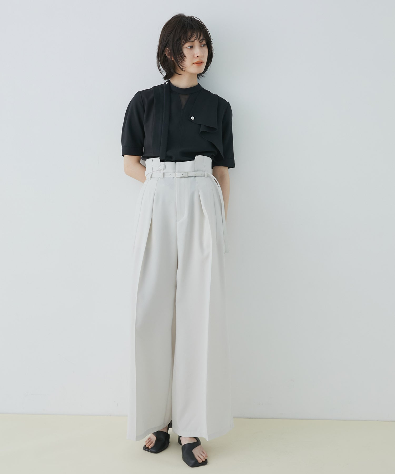 ACETATEベルトワイドパンツ