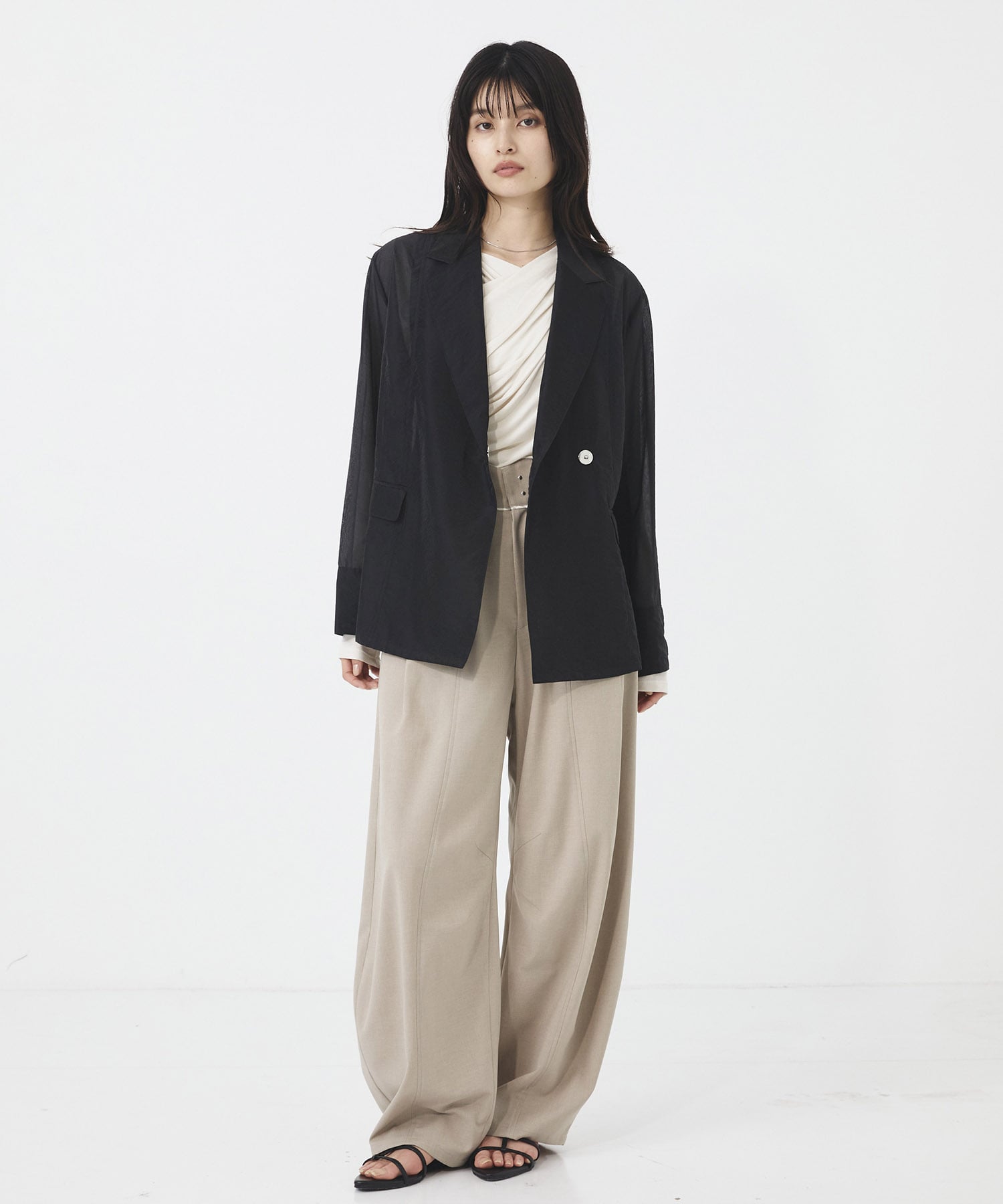 ラウンドパーツオーガンジージャケット