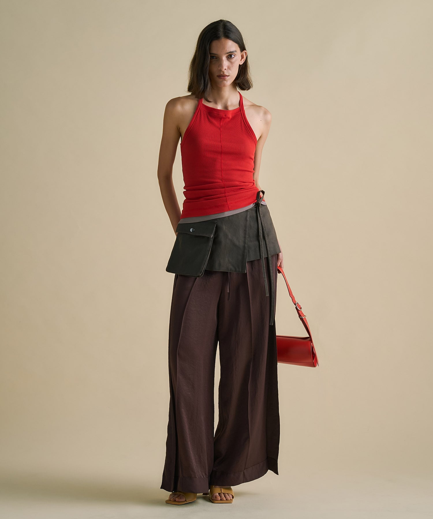 Vintage Leather Belted Satin Pants