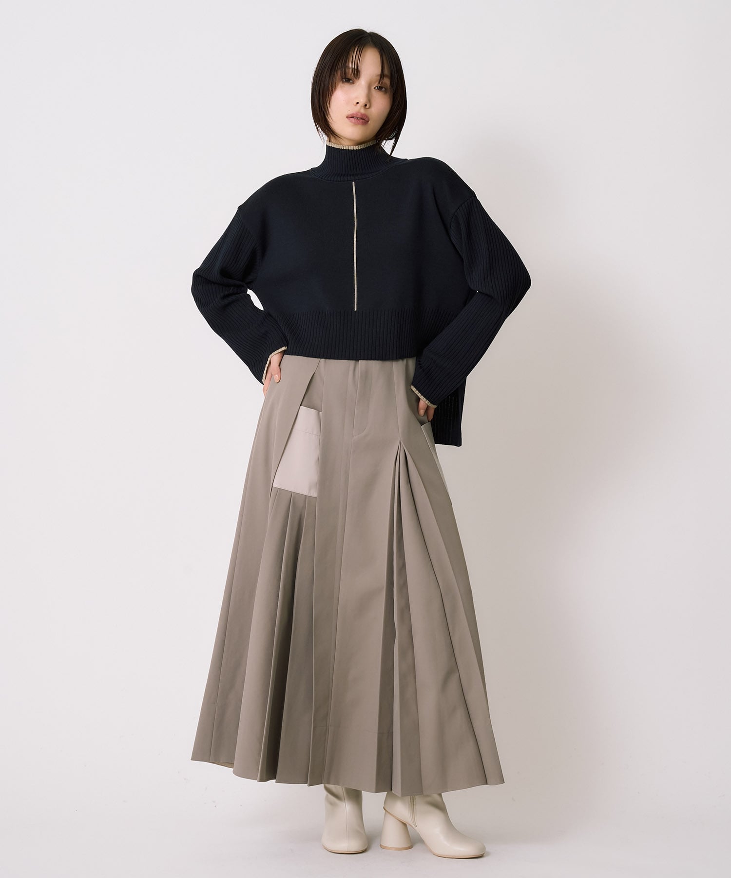 Wool100-ウォッシャブルタートルネックニット