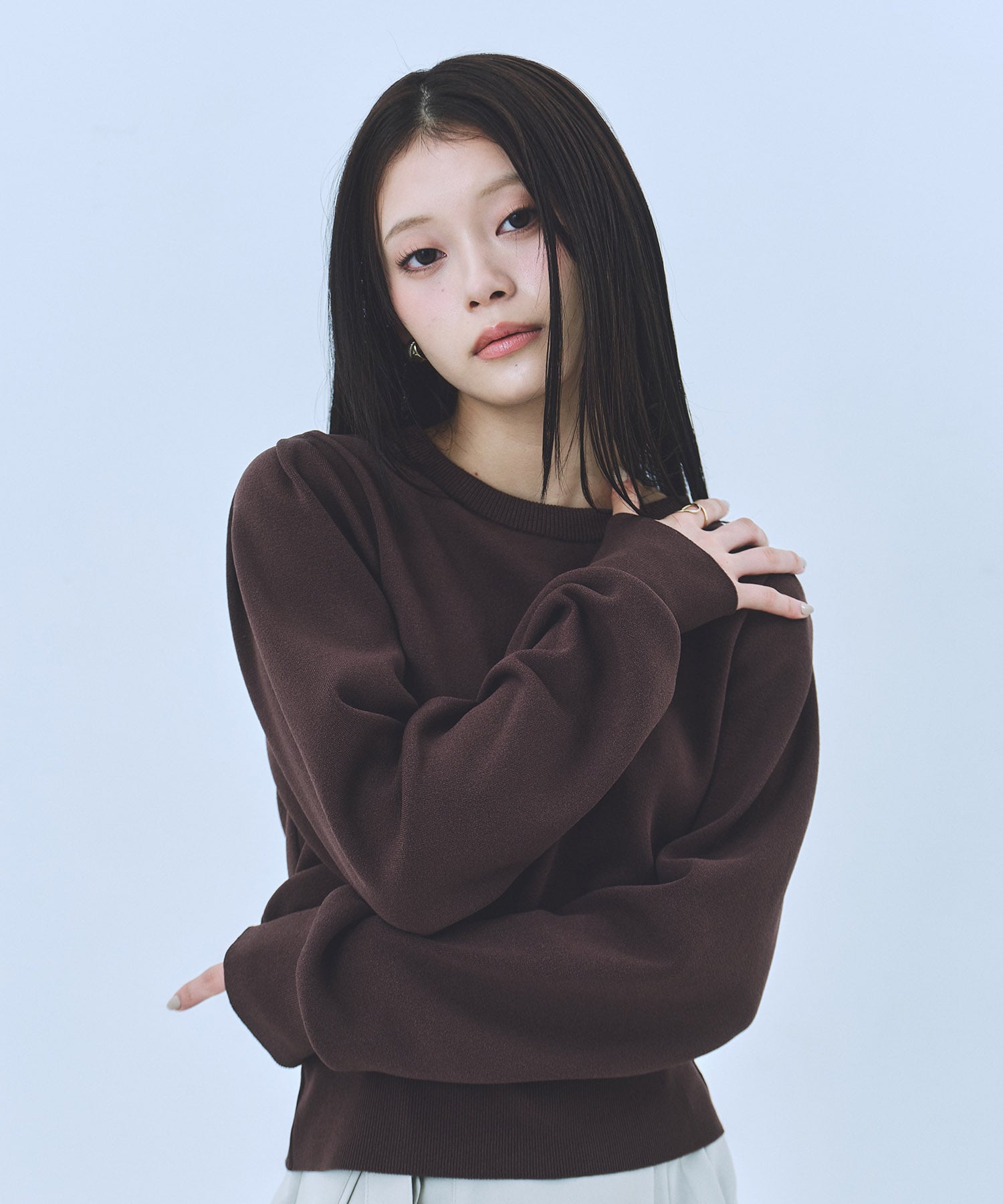 ショルダータックニットトップス