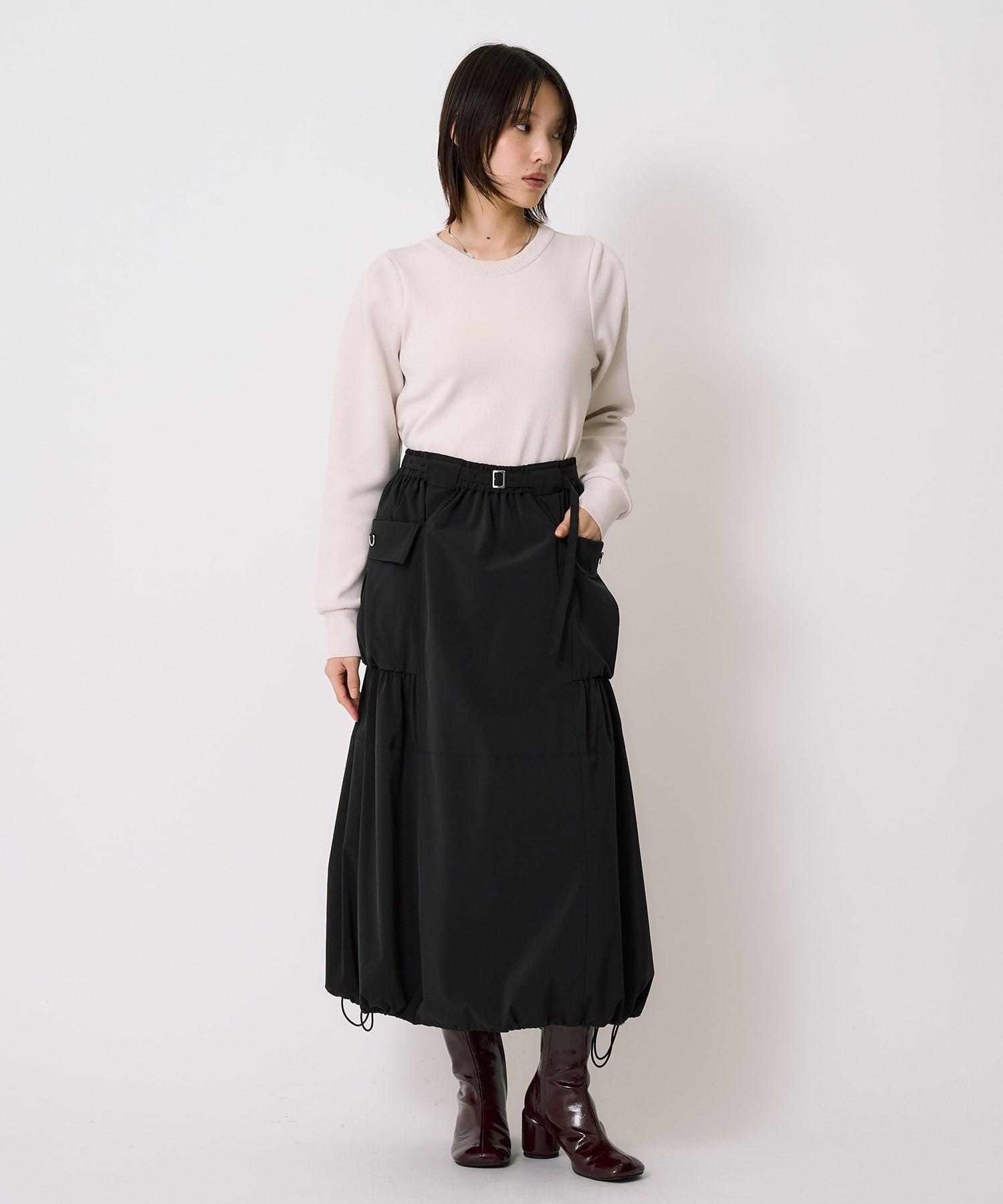 ショルダータックニットトップス