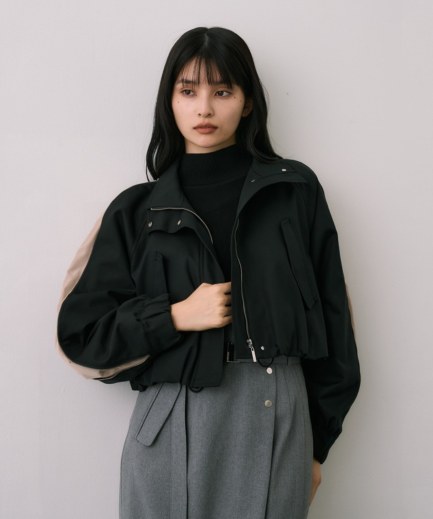 〈残りわずか〉ジップアップブルゾンジャケット