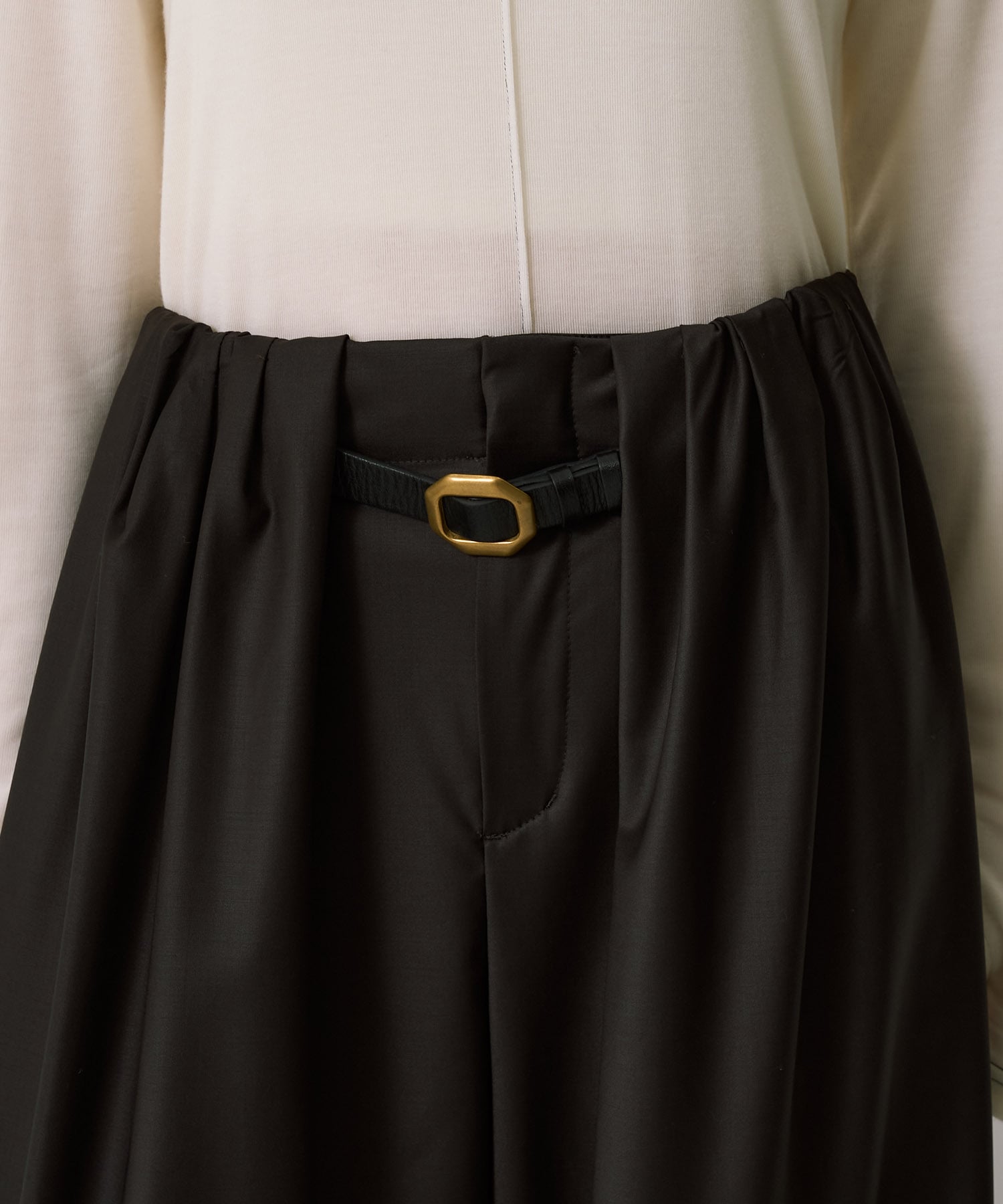 Octagon Buckle Leather Belt