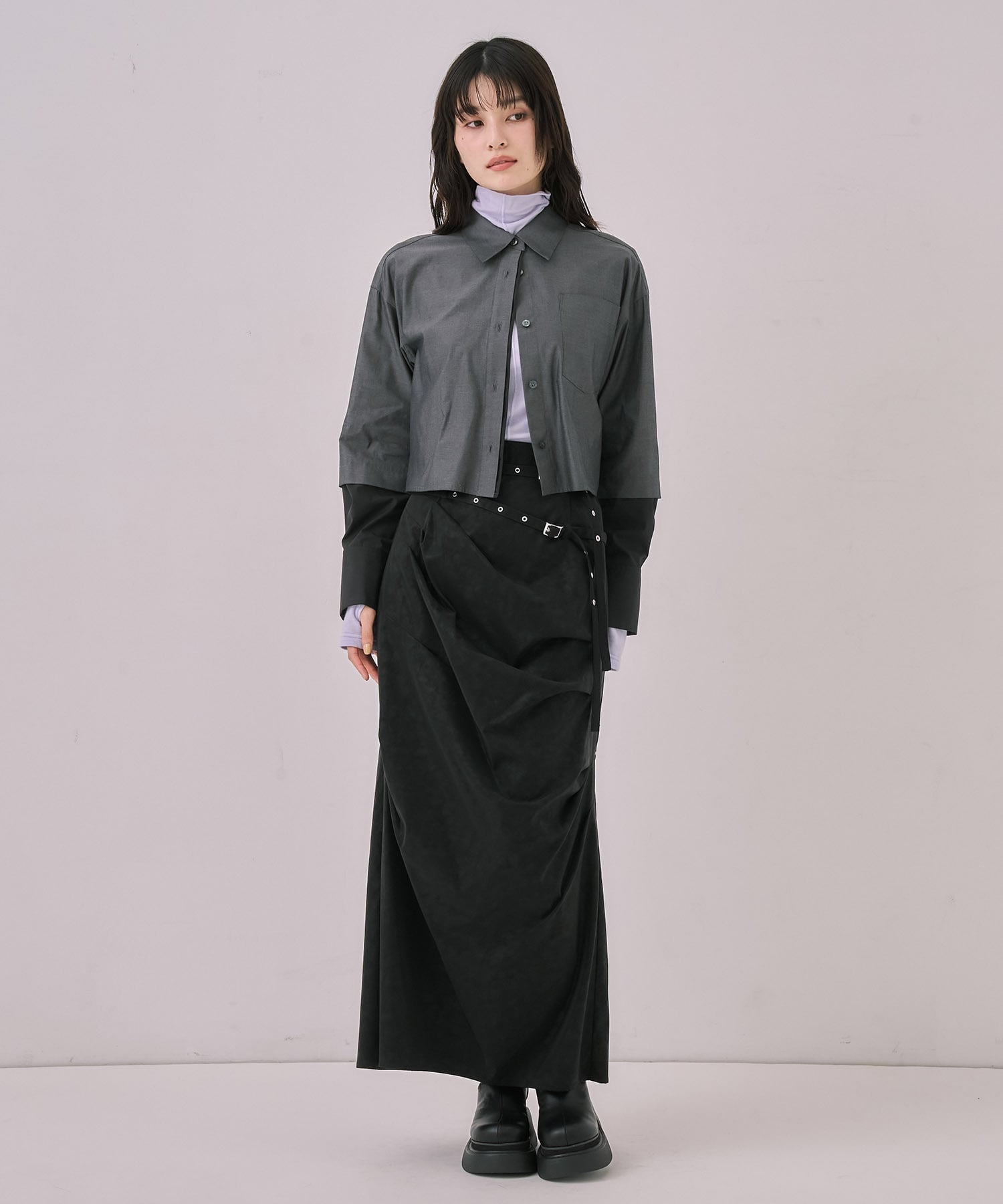 バイカラースリーブショートシャツ