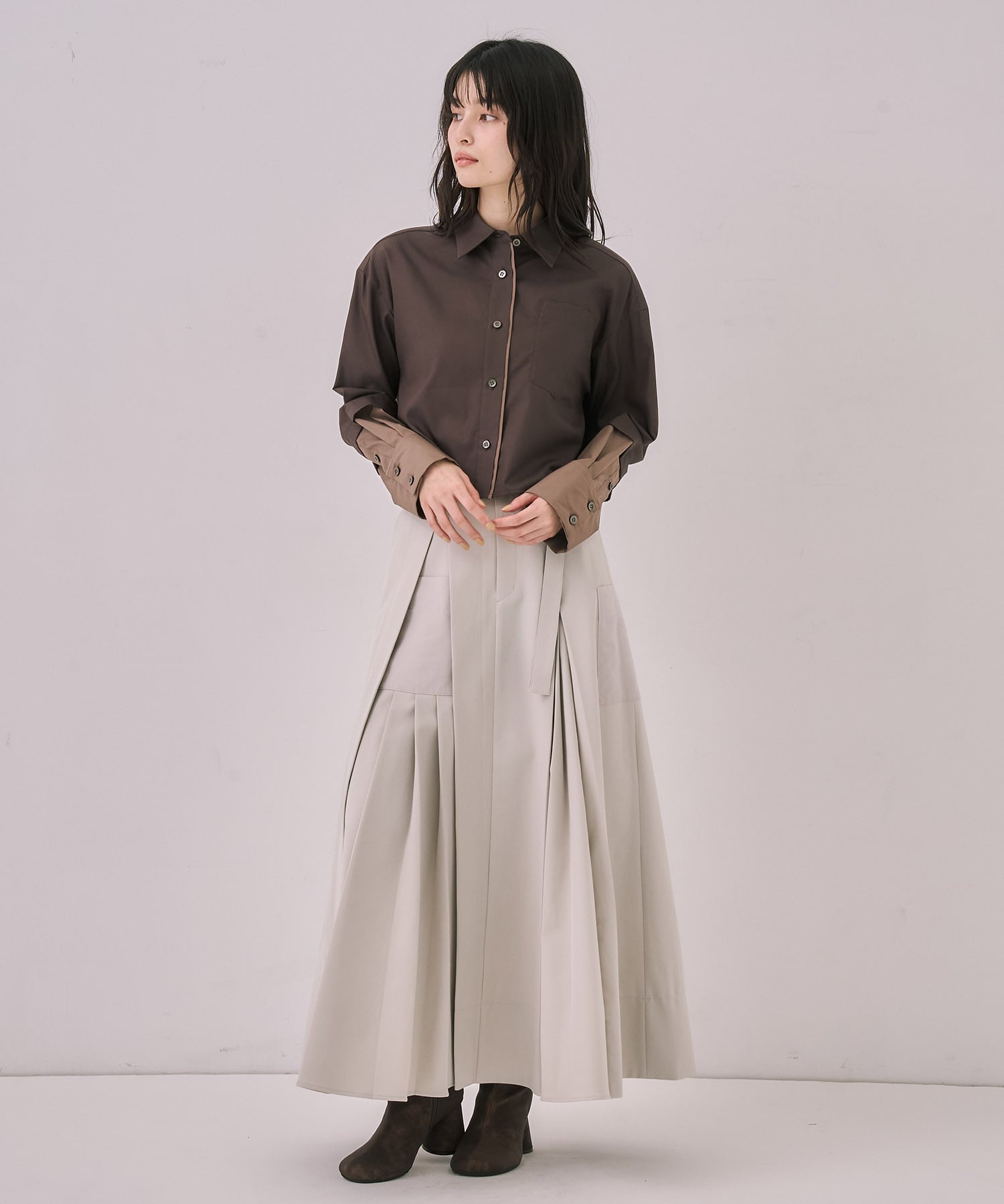 バイカラースリーブショートシャツ