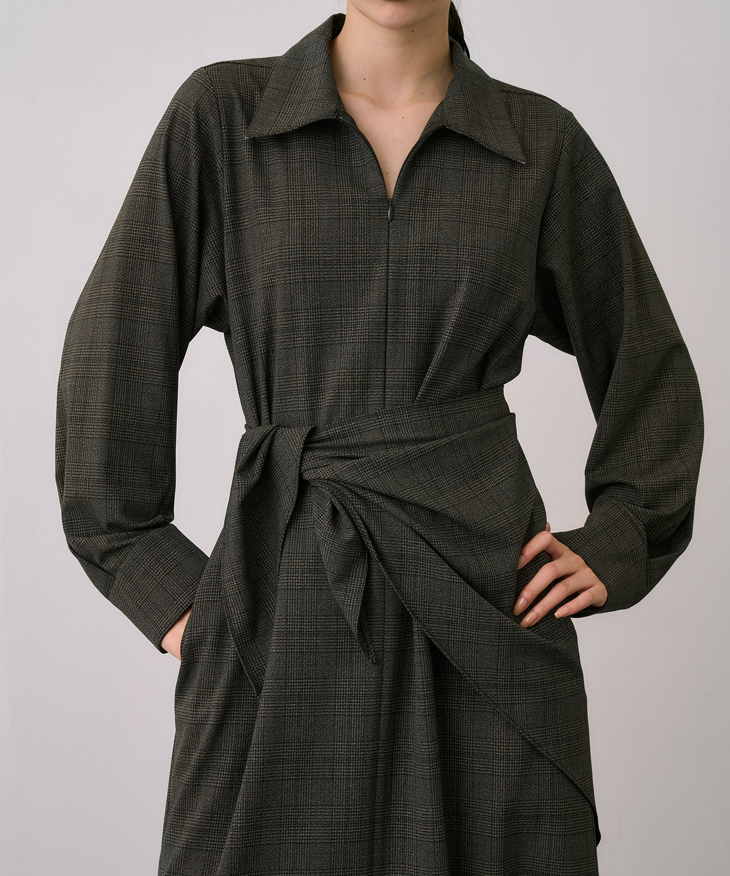 Scarf Wrapped Shirt Dress