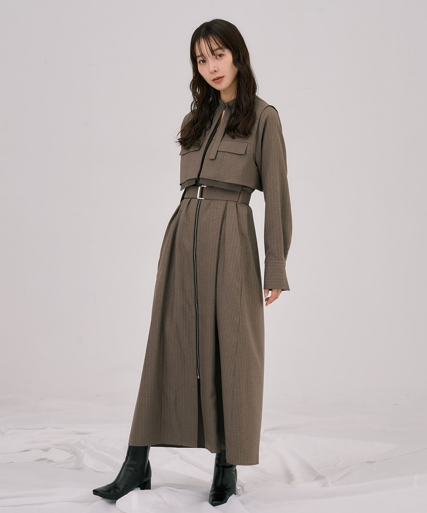 ポケットベストSETジッパーワンピース