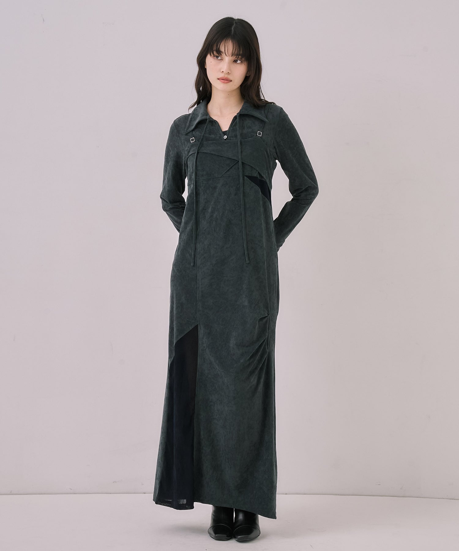 ツイストベロアキャミワンピース