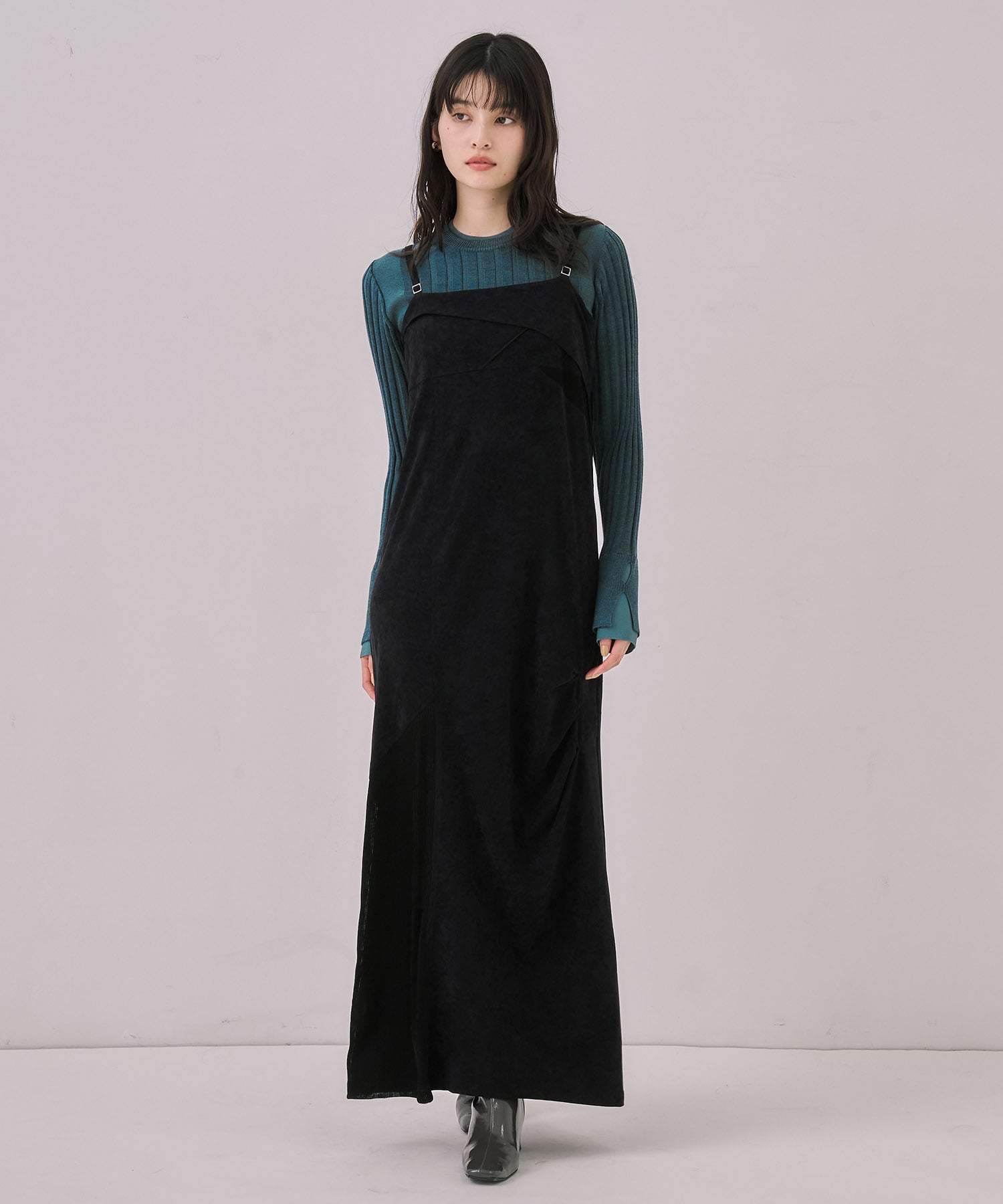 ツイストベロアキャミワンピース