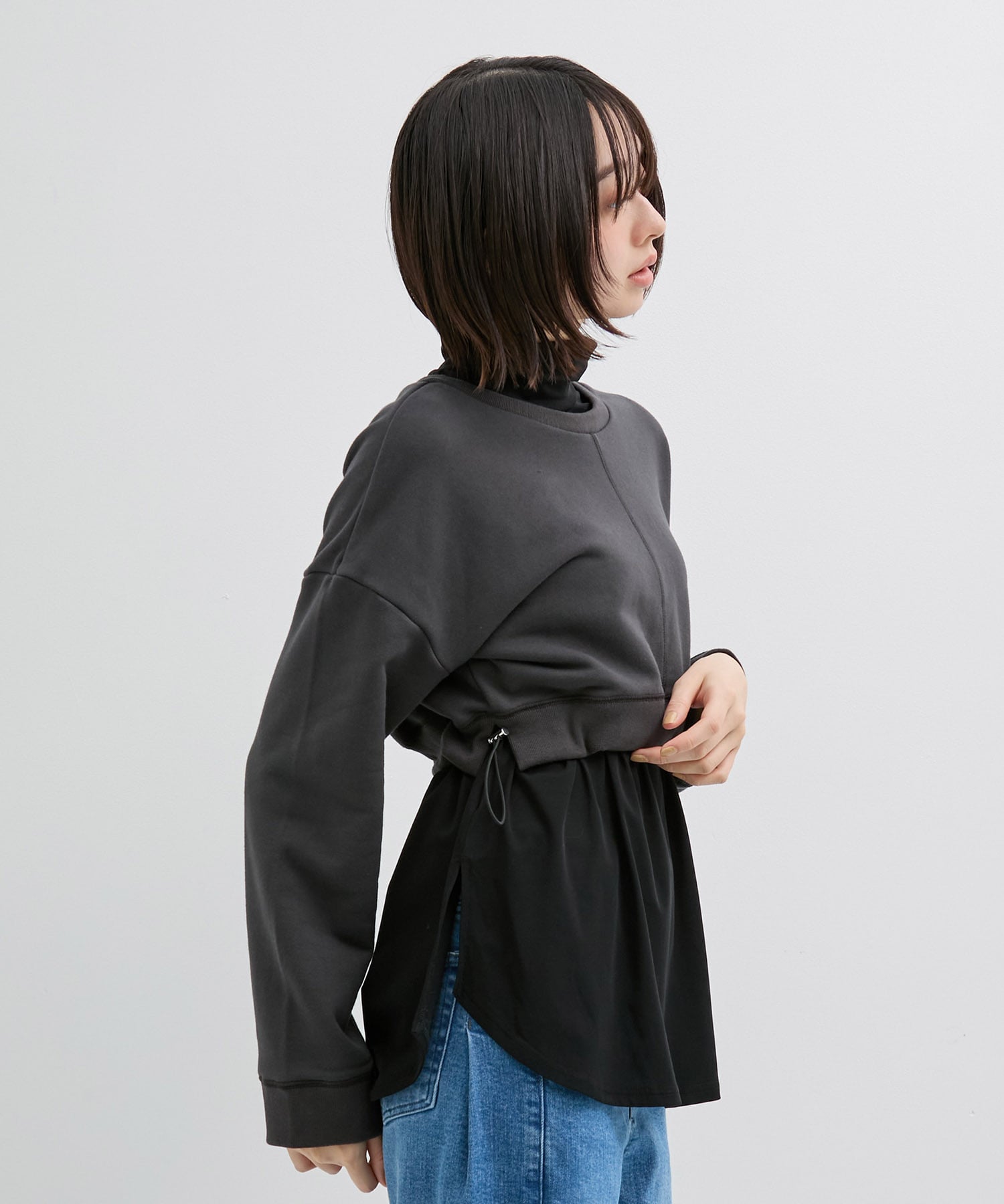 レイヤードスウェットプルオーバー