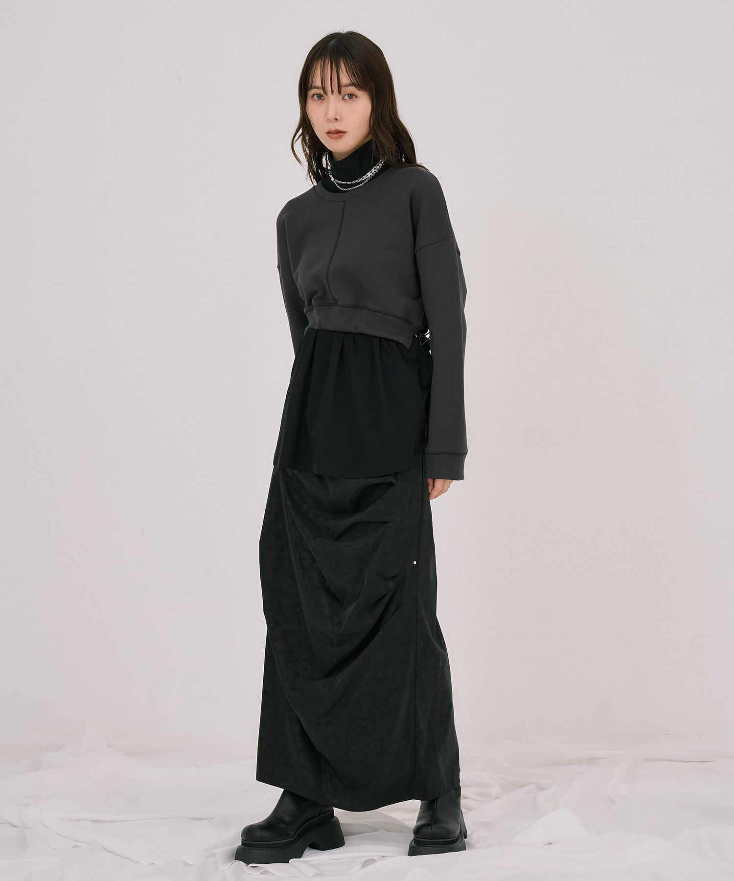 レイヤードスウェットプルオーバー