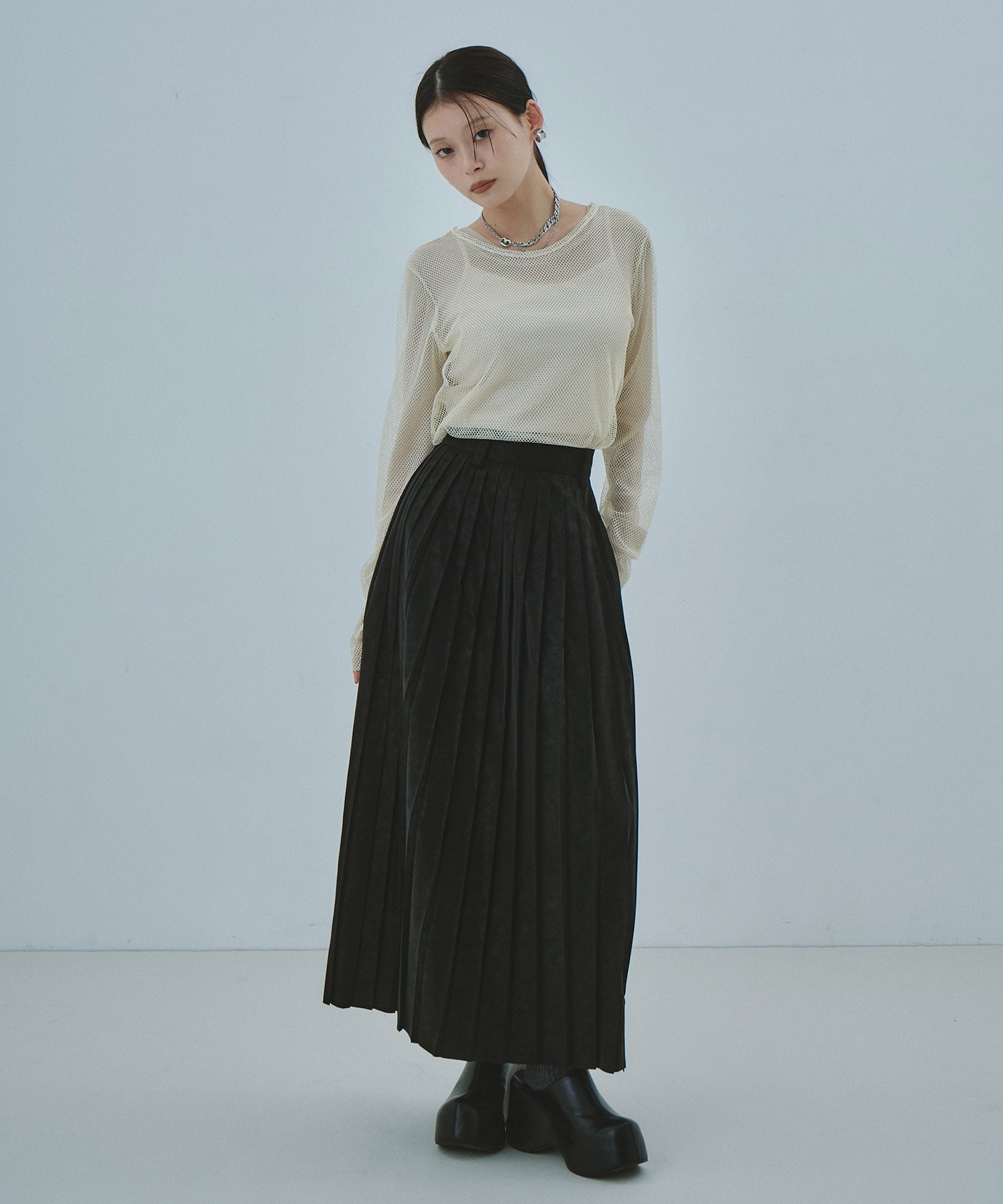 Soft Leather Pleated SK