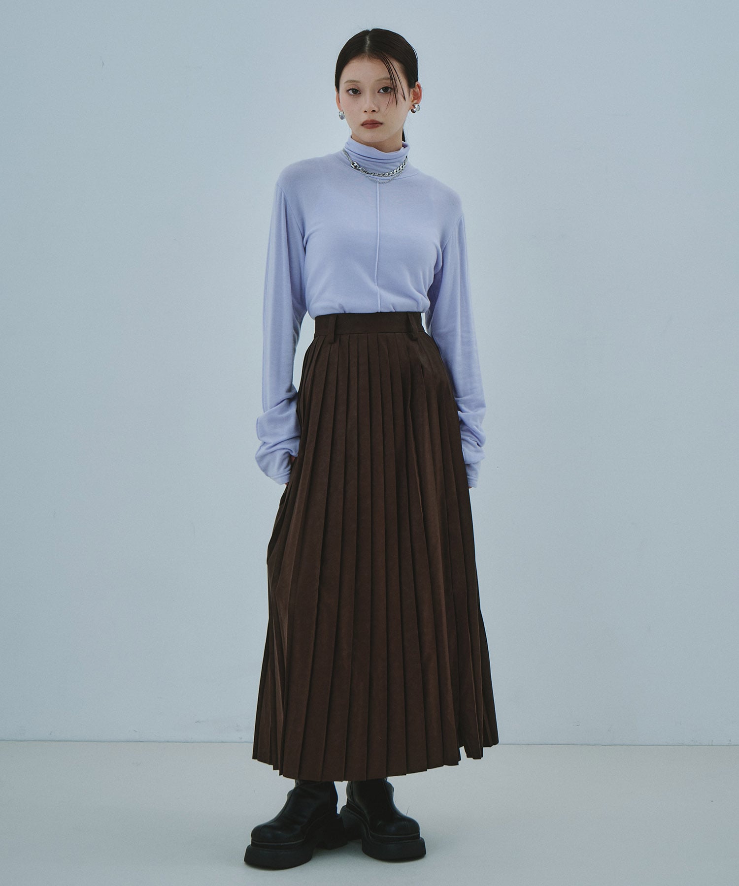 Soft Leather Pleated SK