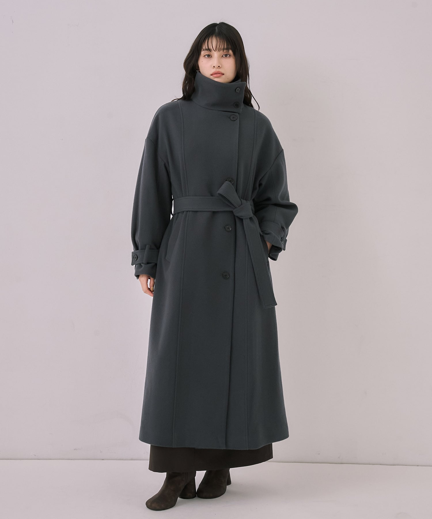 〈残りわずか〉スタンドカラーロングコート