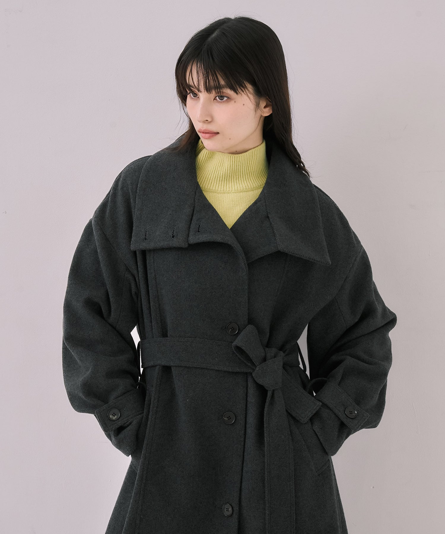 〈再入荷〉スタンドカラーロングコート