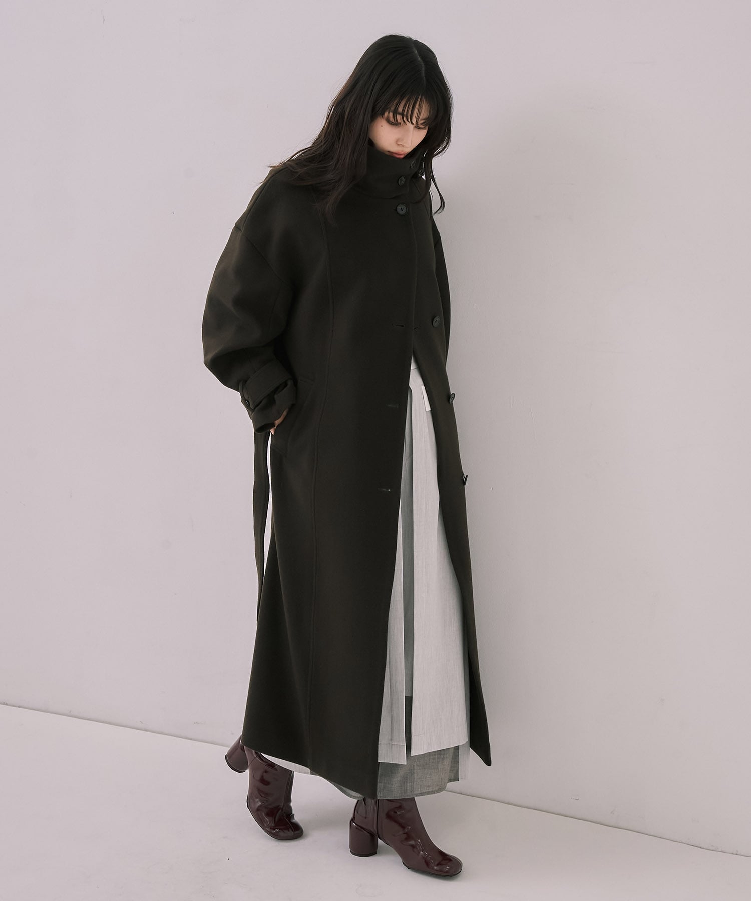 〈再入荷〉スタンドカラーロングコート