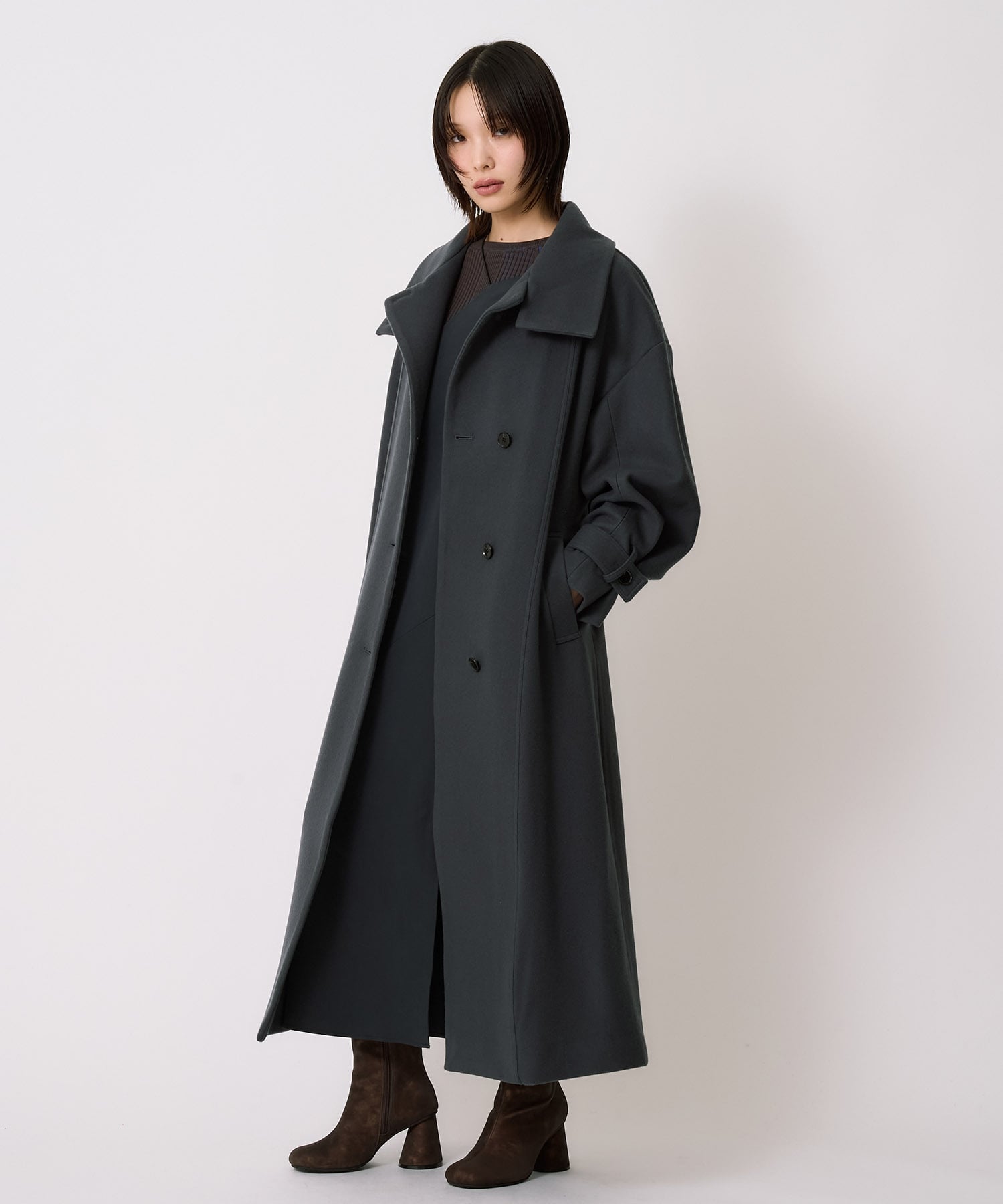 【WEB先行発売】スタンドカラーロングコート