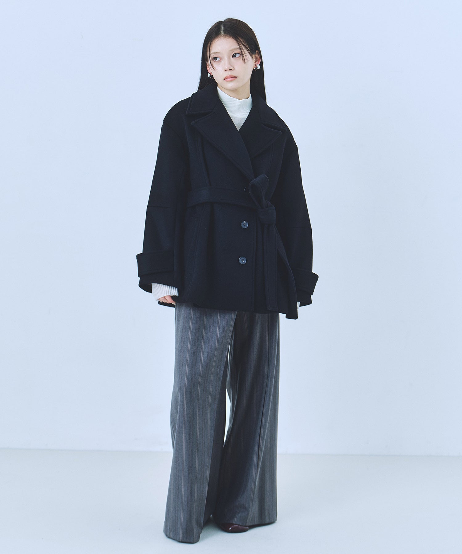 SUPER140ラペルショートコート