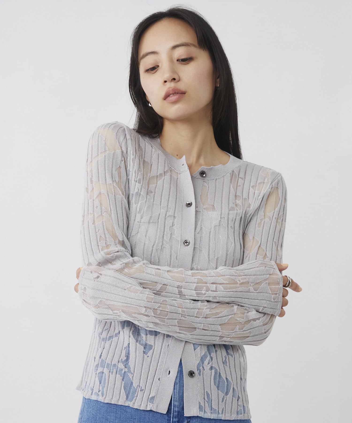 オパールニットカーデプルオーバー