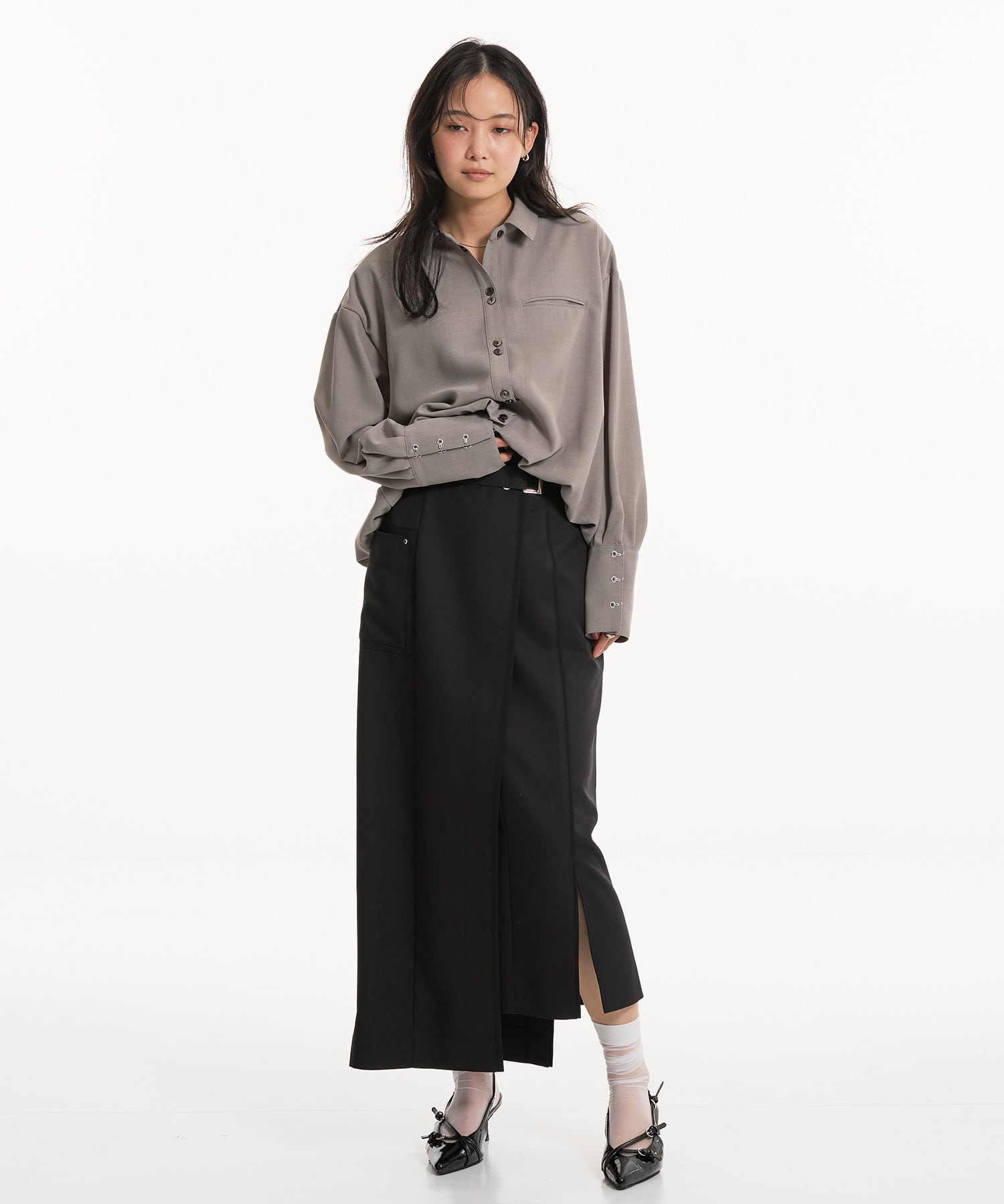 バイカラーアシメタイトスカート