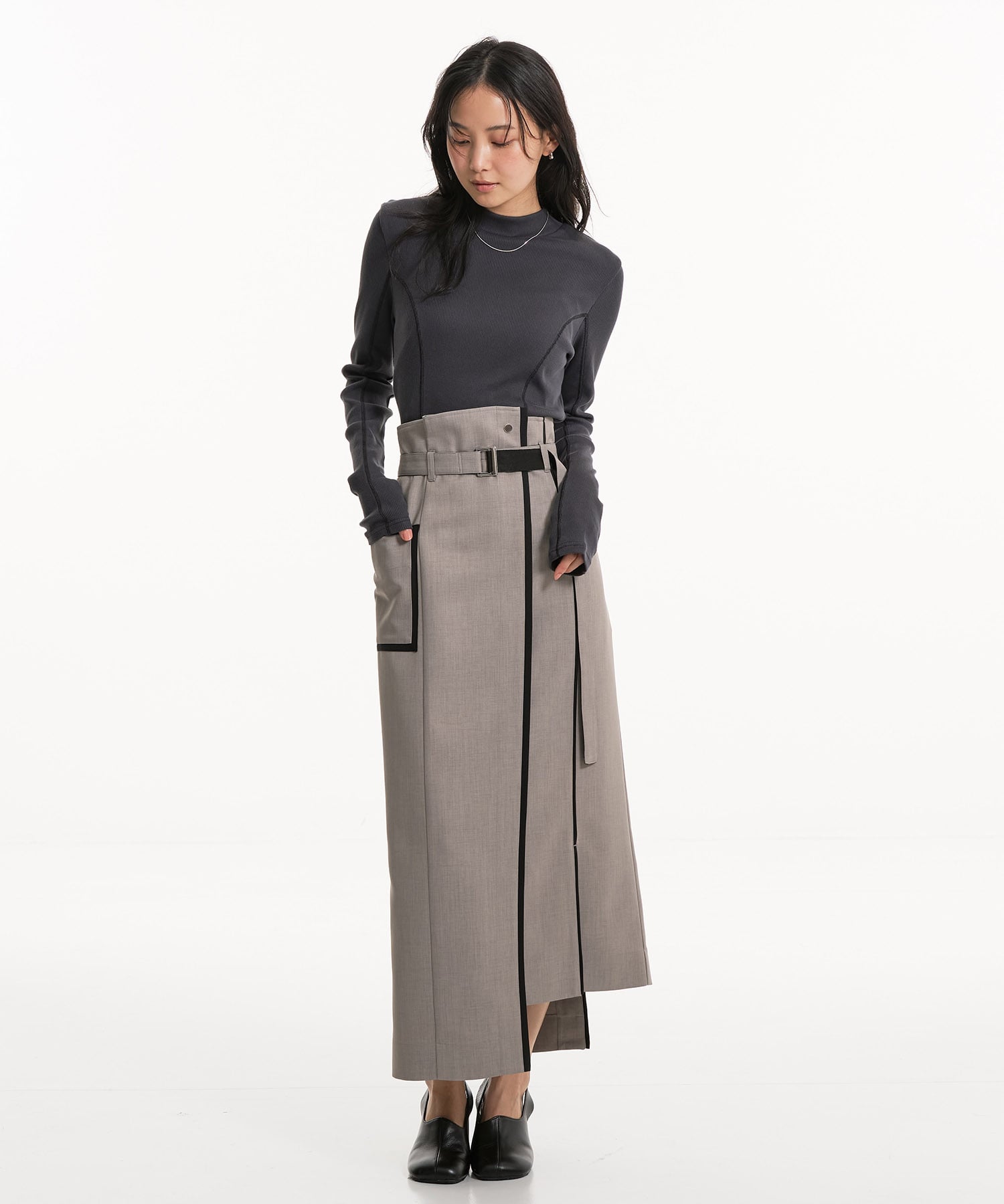 バイカラーアシメタイトスカート