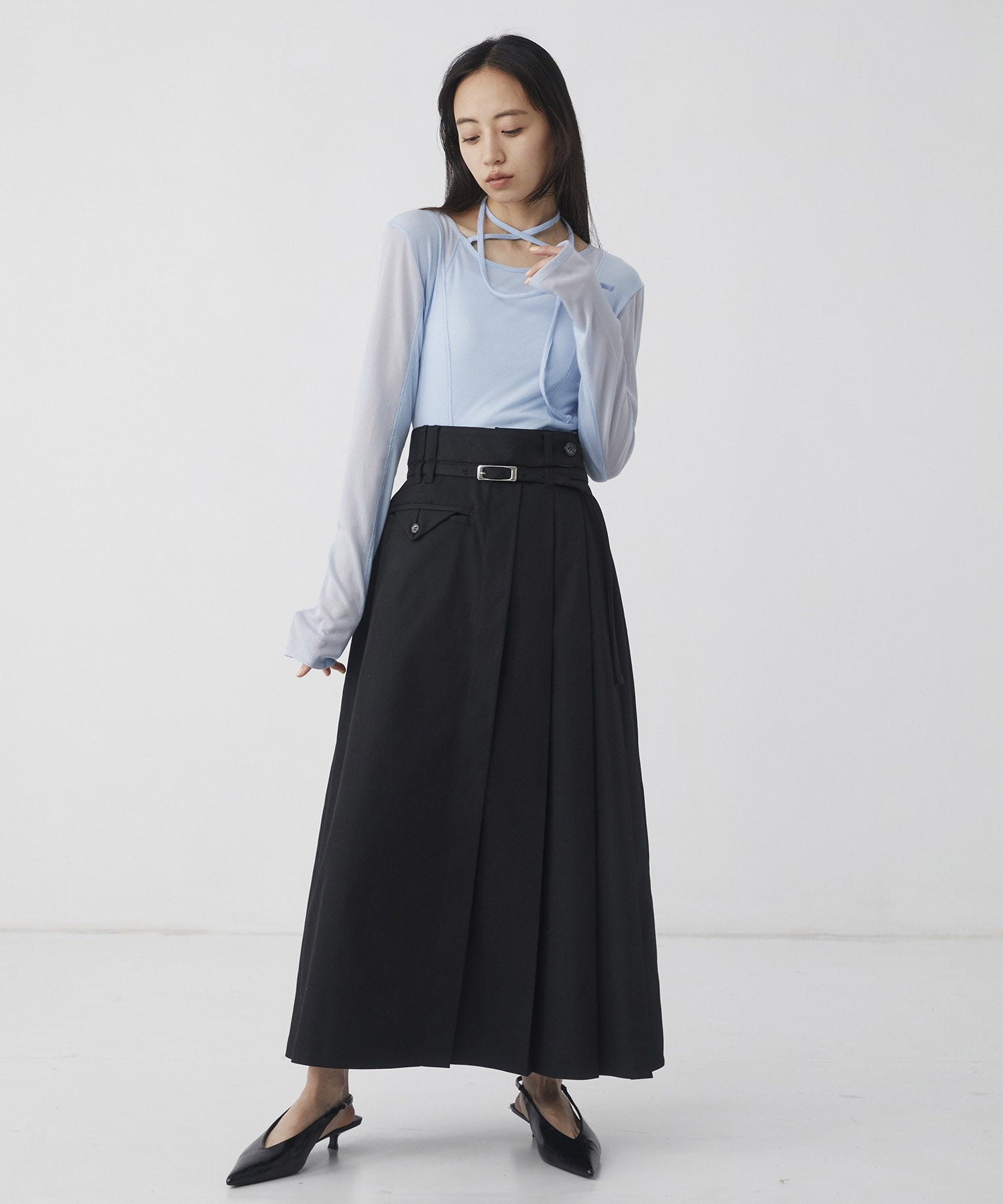 アシンメトリータックプリーツスカート