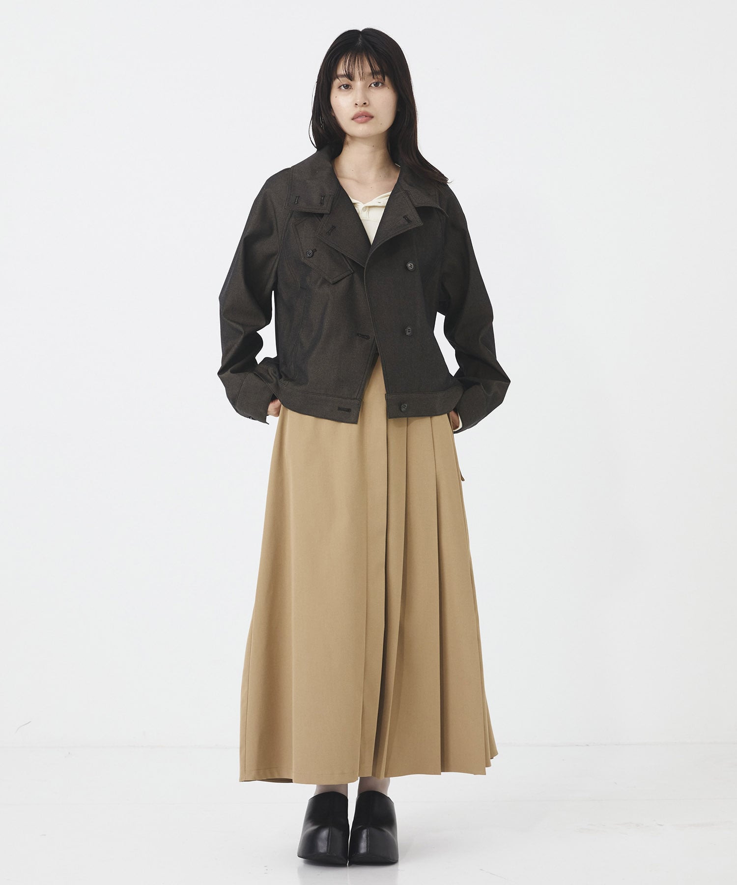 ウールデニムスタンドカラーブルゾン