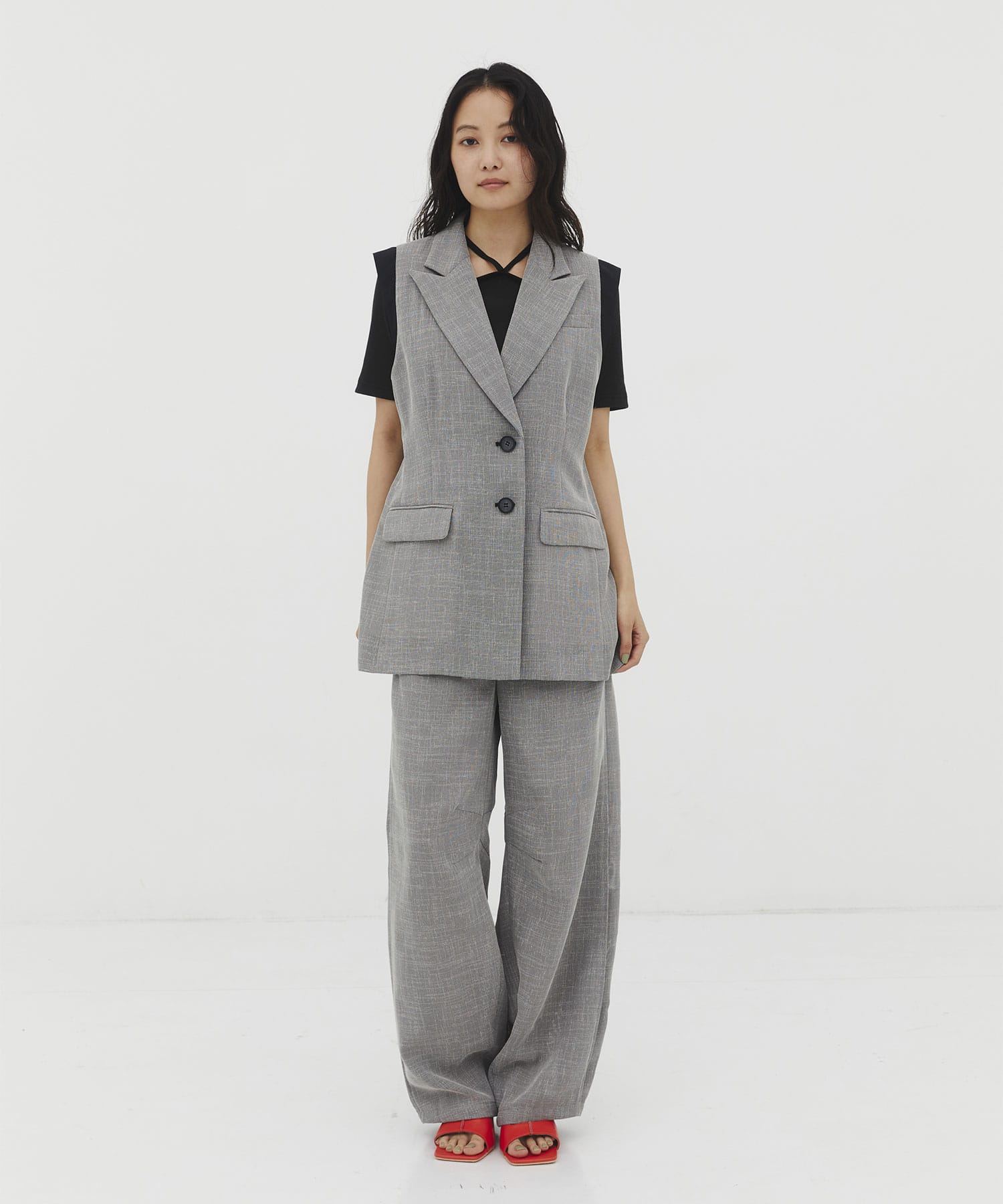 ショルダーポイントメッシュジレ