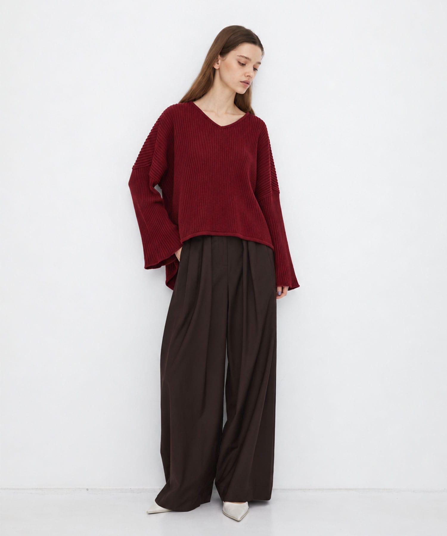 バックロングニットプルオーバー