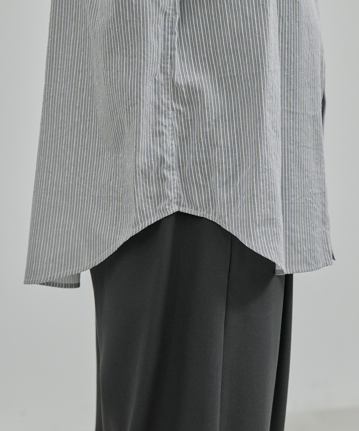 〈新発売〉SILK CUPRA STRIPE ロングスリーブシャツ