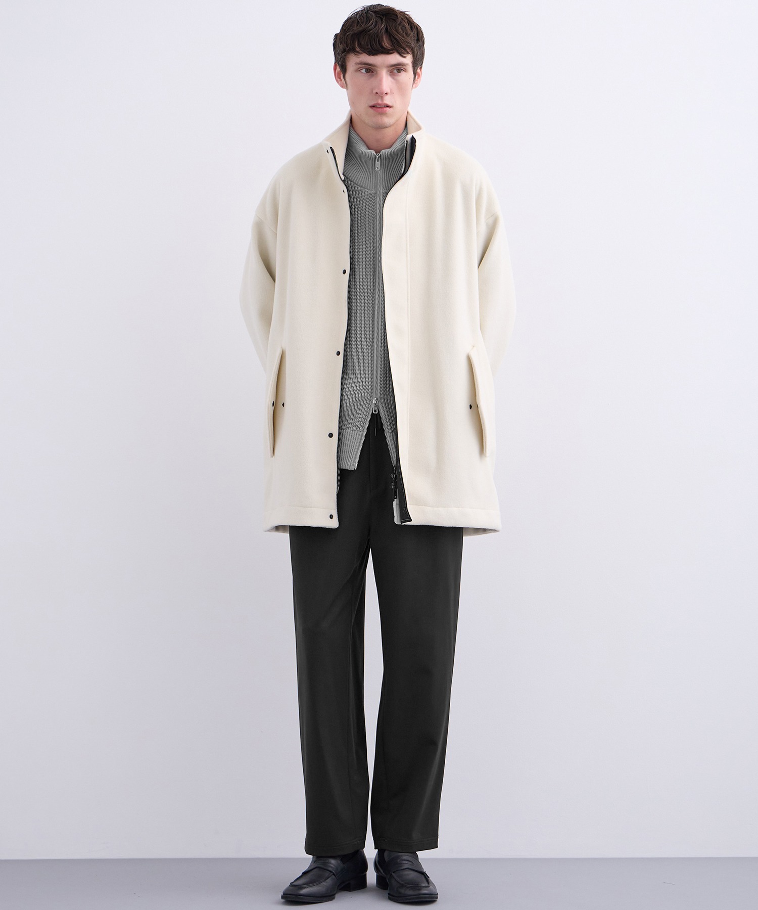 ウールリブジップドライバーズニット