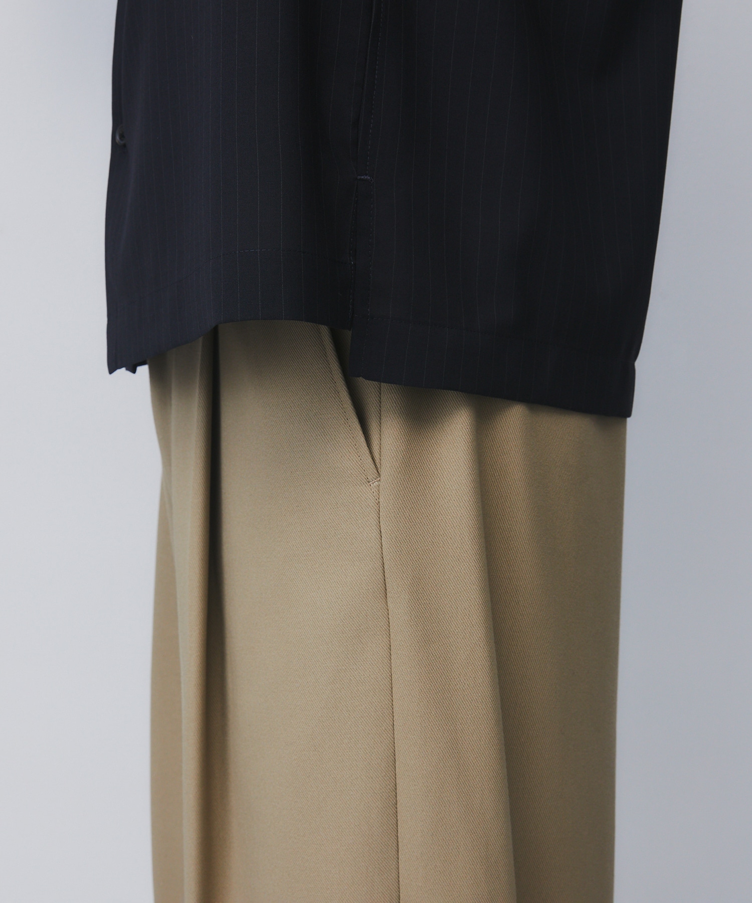 AIR WOOL ストライプバンドカラーシャツ