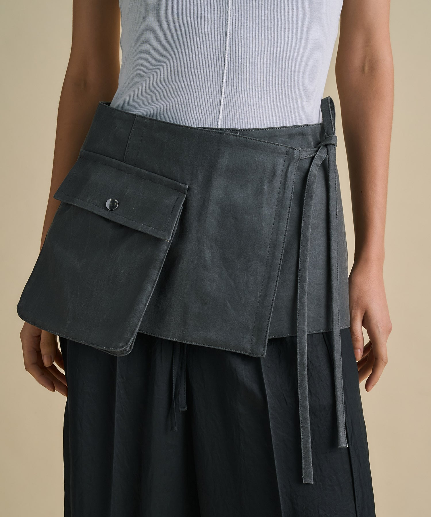 Vintage Leather Belted Satin Pants