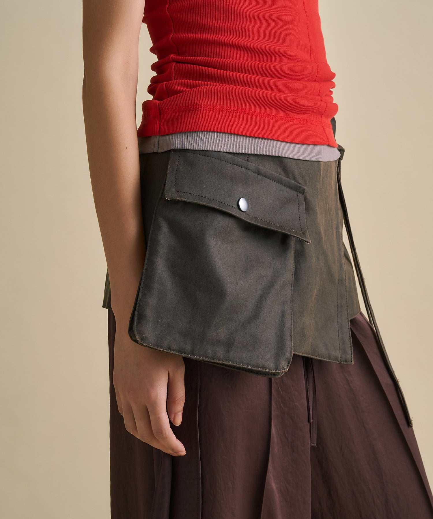 Vintage Leather Belted Satin Pants