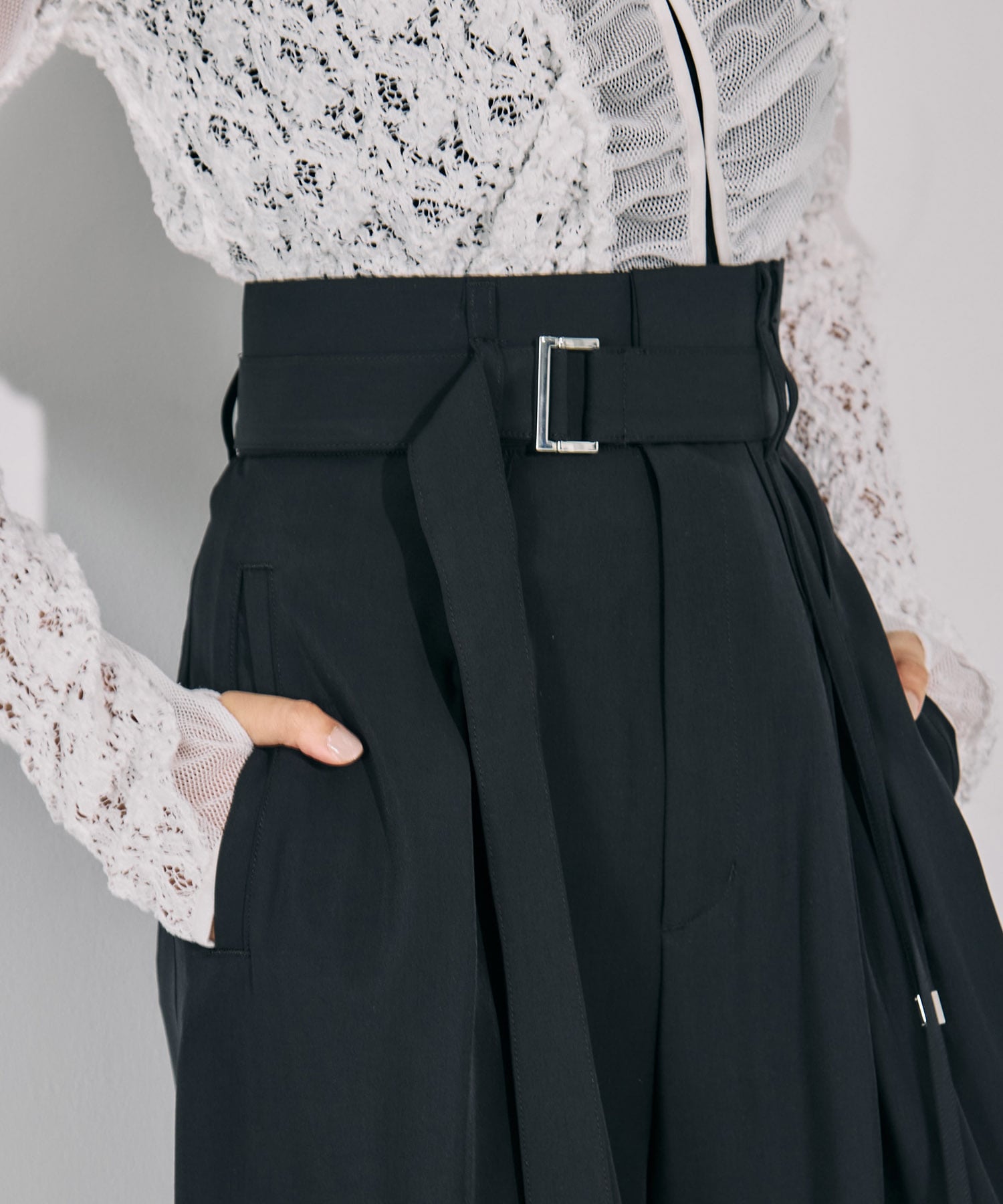 【セットアップ】ストリングクロスタックワイドパンツ