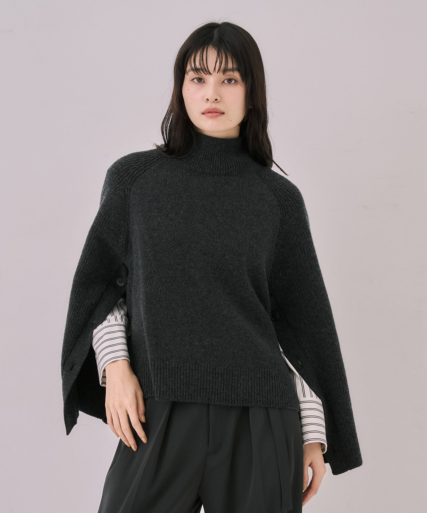 バイカラースリーブショートシャツ